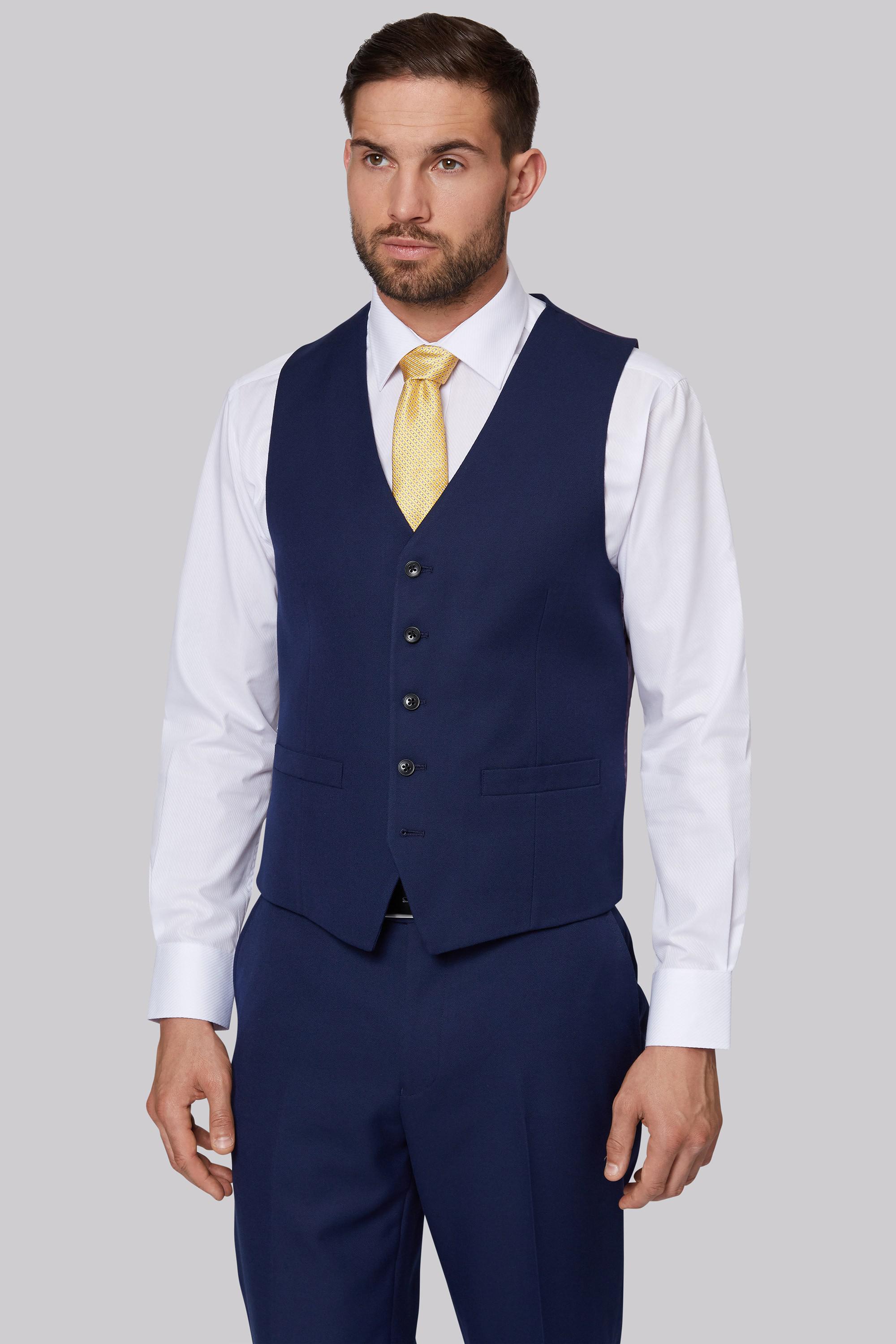 Moss Esq. Silk Regular Fit Blue Texture Waistcoat for Men - Lyst
