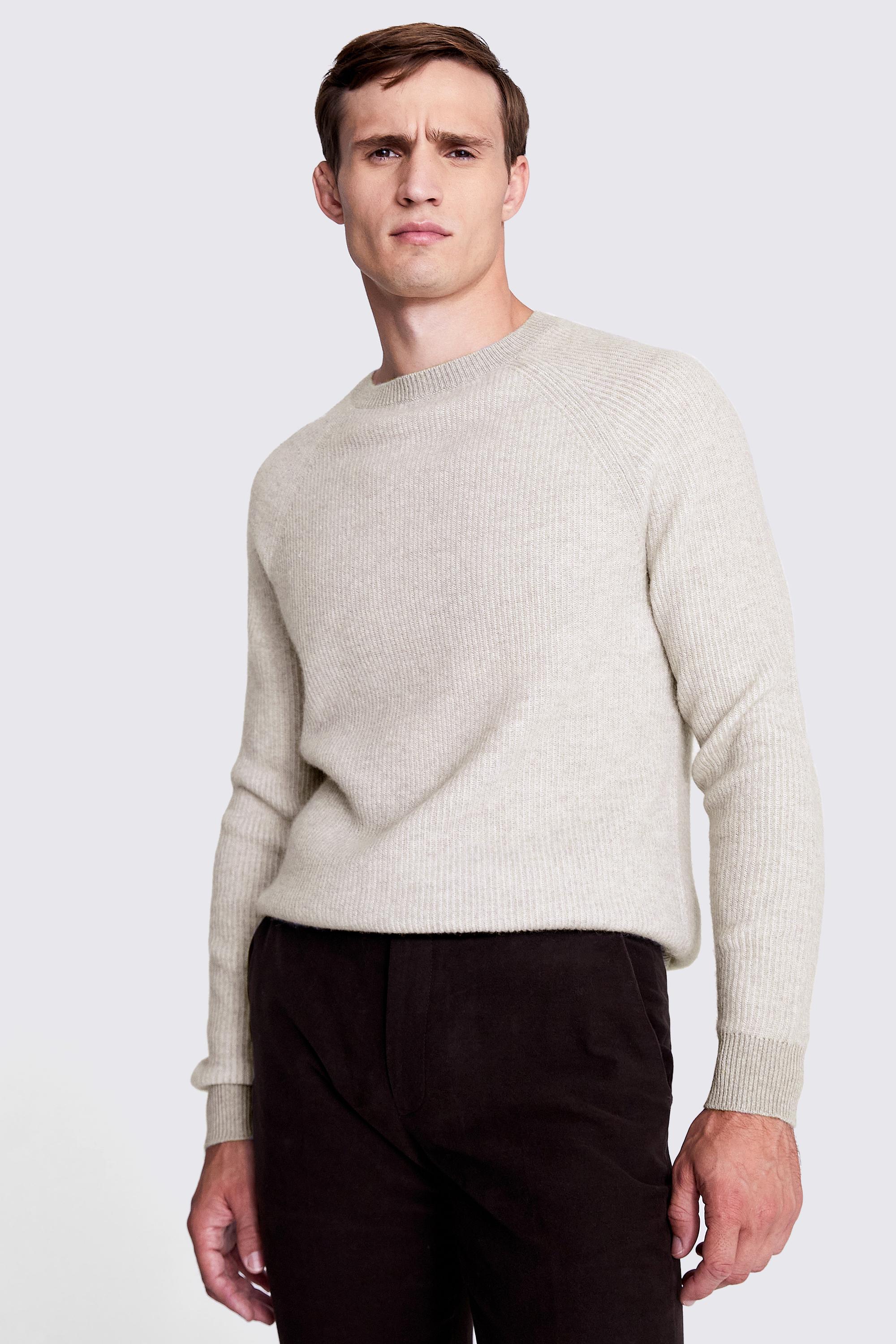 Moss Oatmeal Cashmere Crew Neck Jumper in White for Men | Lyst Canada