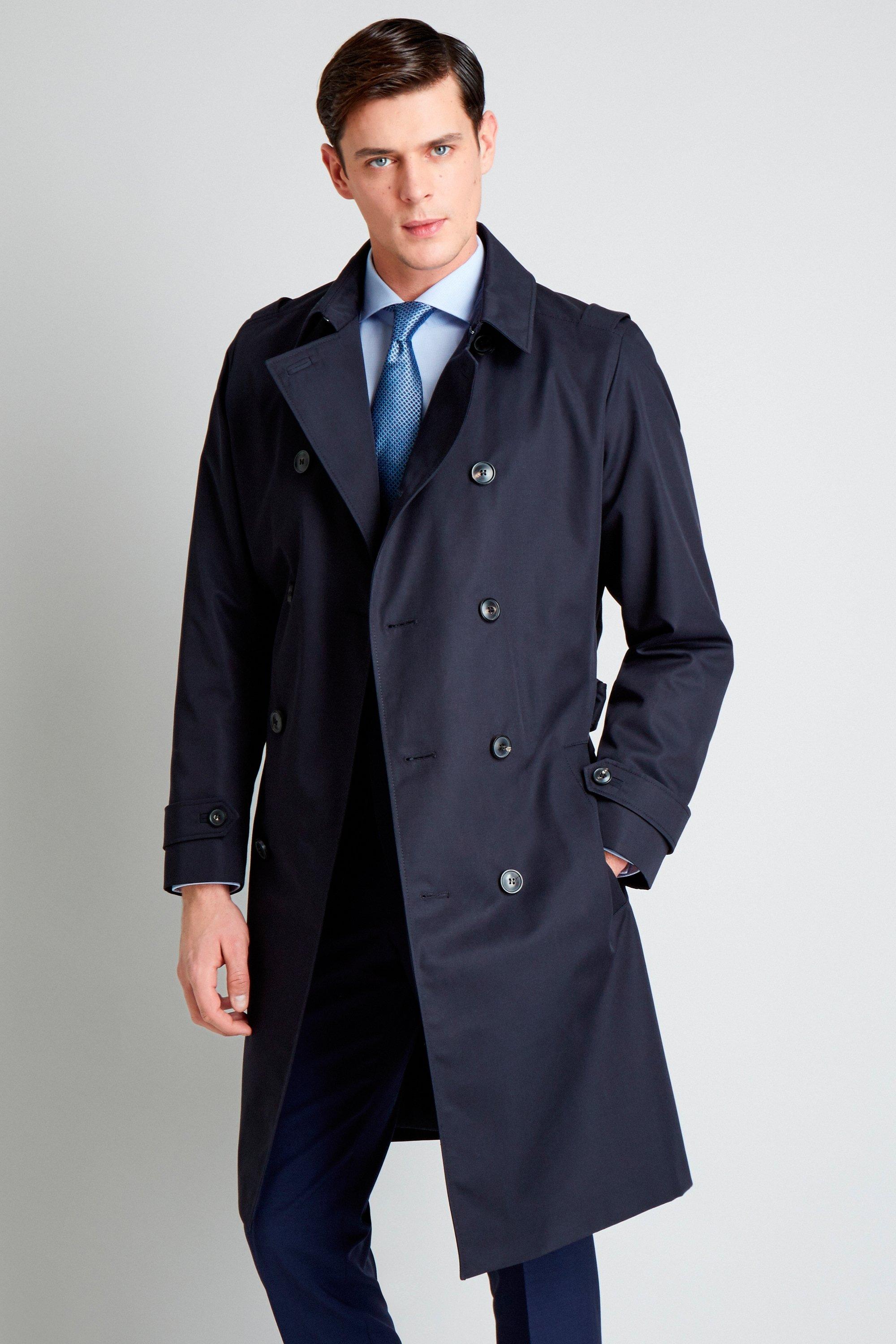 BOSS by HUGO BOSS Synthetic Hugo By Double Breasted Navy Trench in Blue for  Men | Lyst