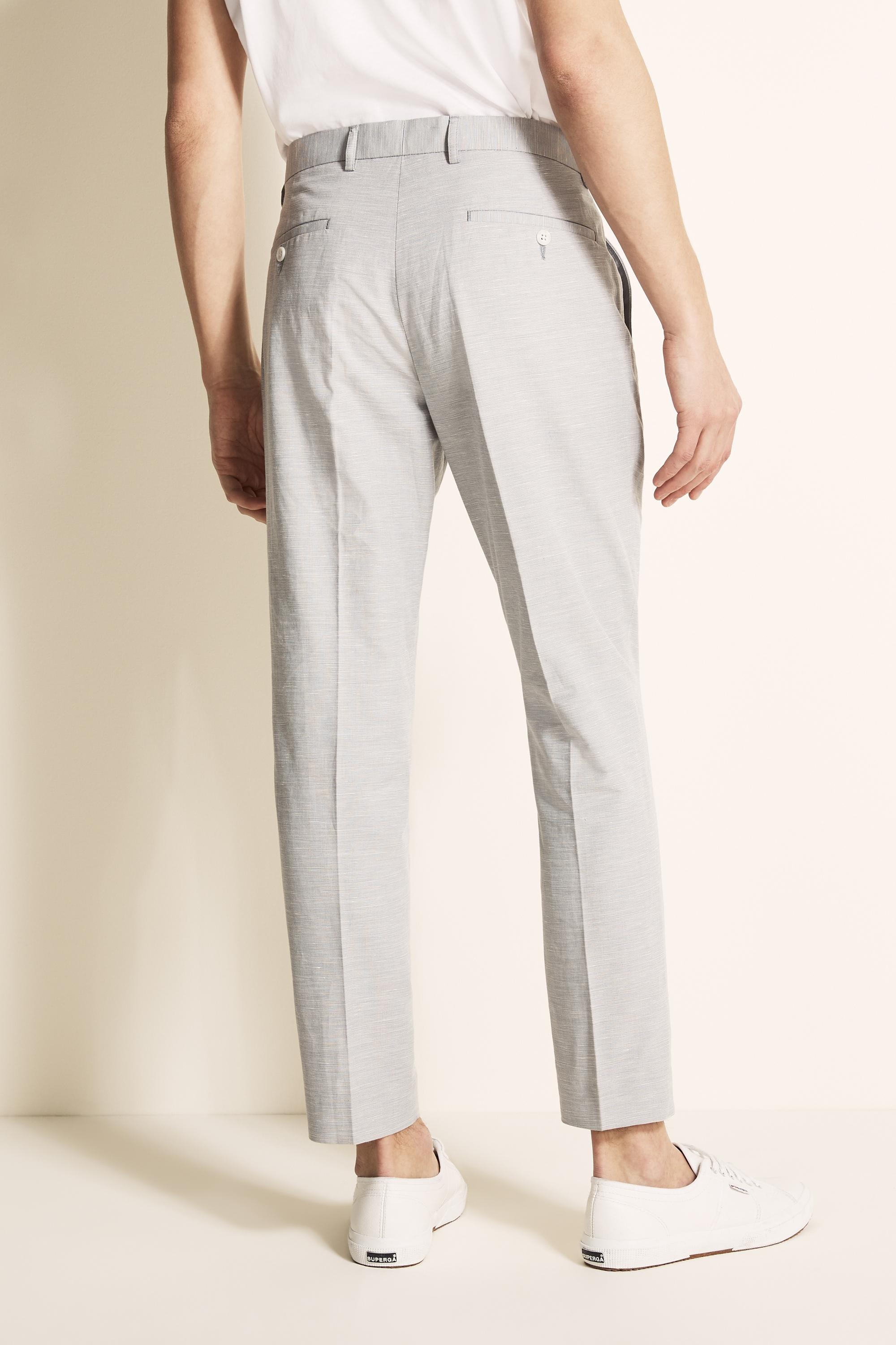 Moss London Slim Fit Pebble Grey Linen Blend Single Pleat Cropped Trouser  in Gray for Men | Lyst