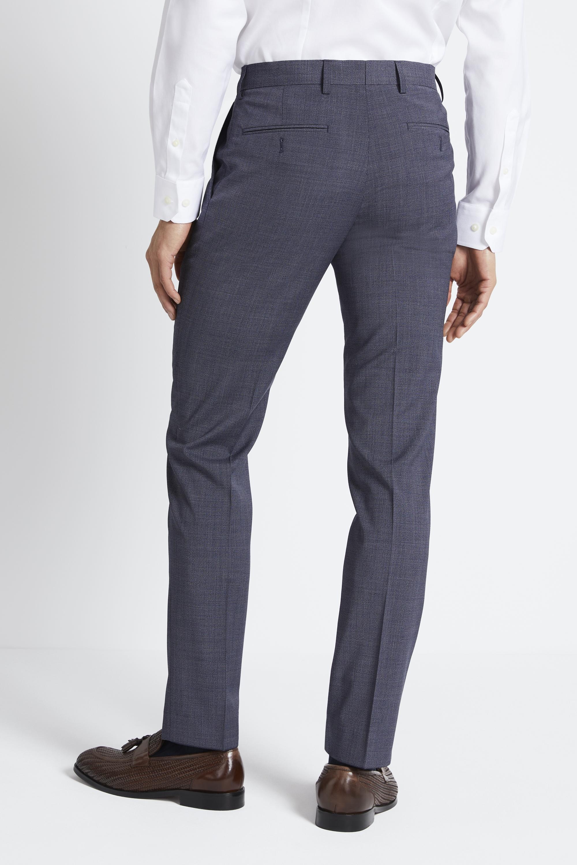 DKNY Wool Slim Fit Mid Blue Trousers 