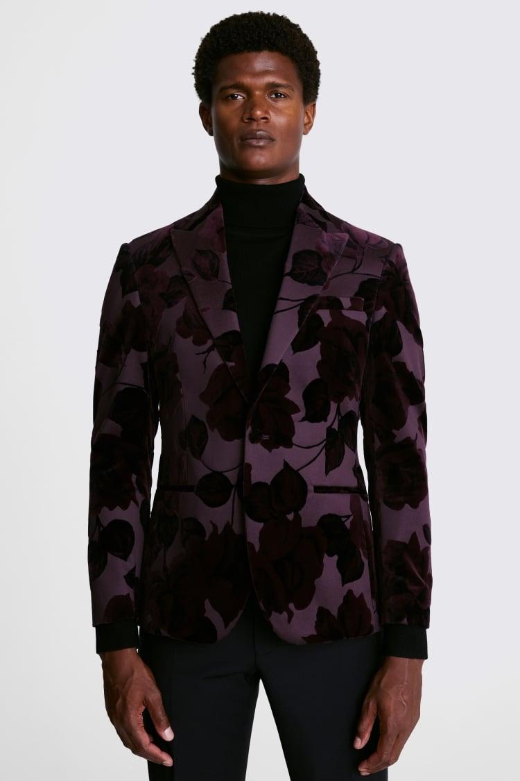 Moss Slim Fit Floral Velvet Blazer in Black for Men Lyst UK
