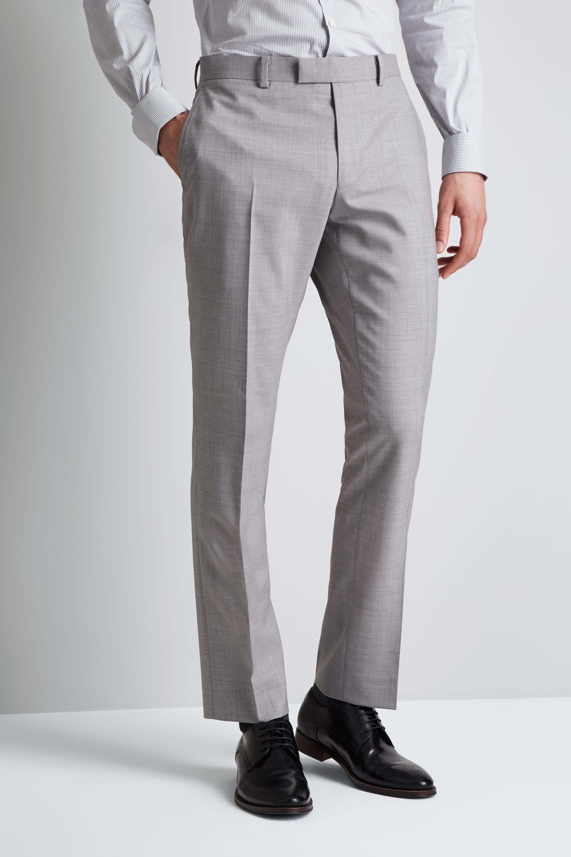 DKNY Wool Slim Fit Light Grey Trousers in Gray for Men - Lyst