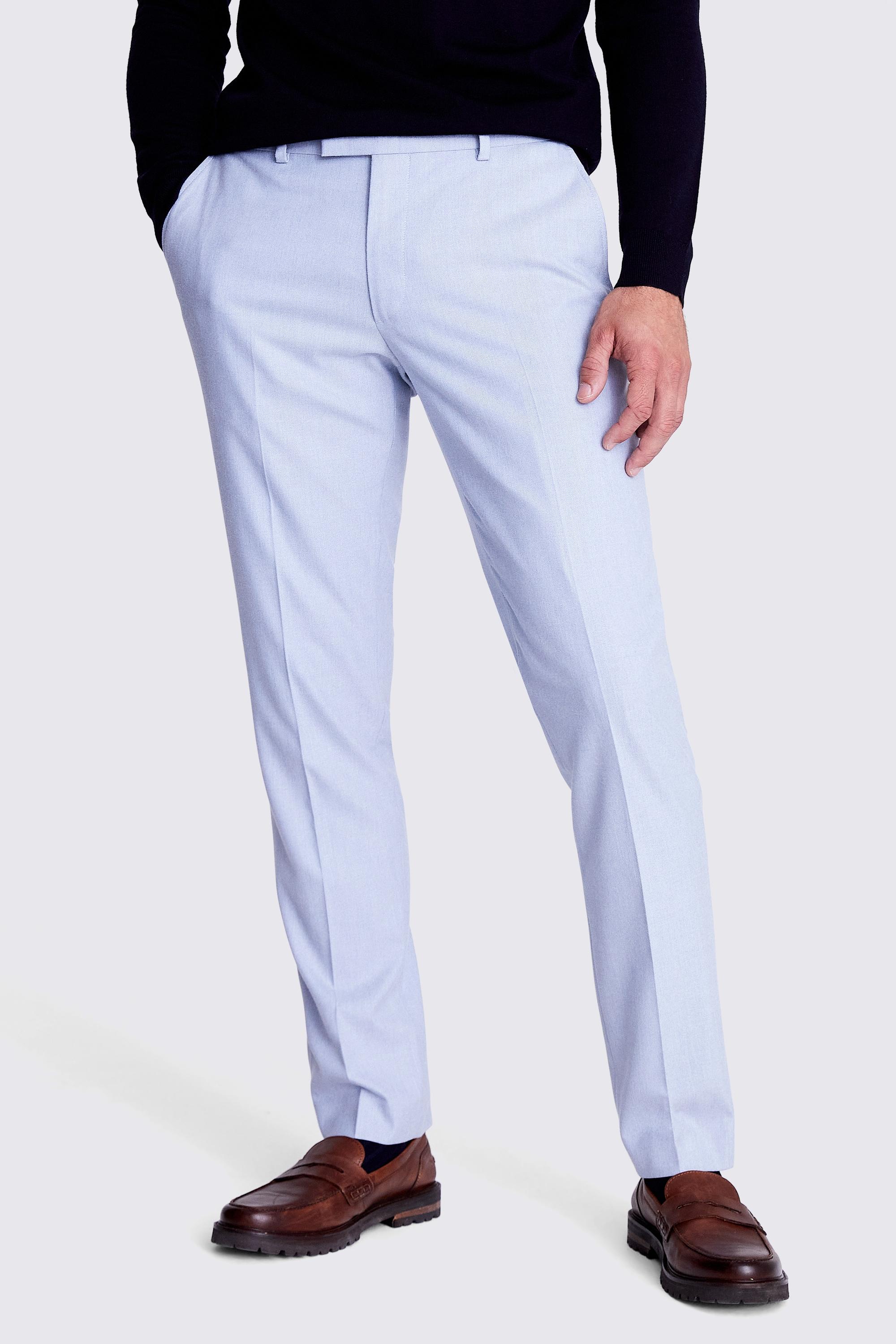 Moss Slim Fit Light Blue Flannel Trousers for Men | Lyst