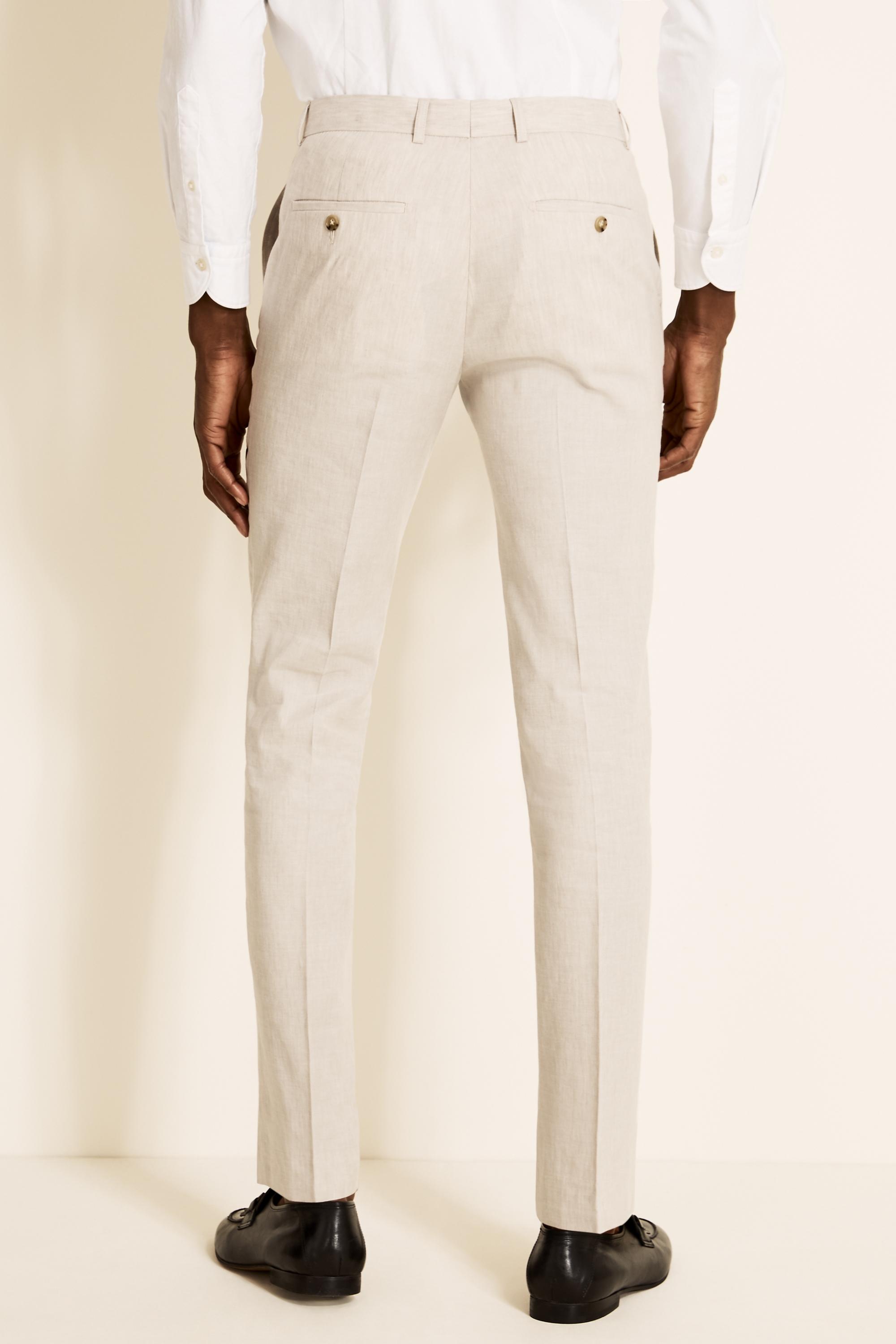 Moss Slim Fit Beige Linen Trousers in Natural for Men | Lyst