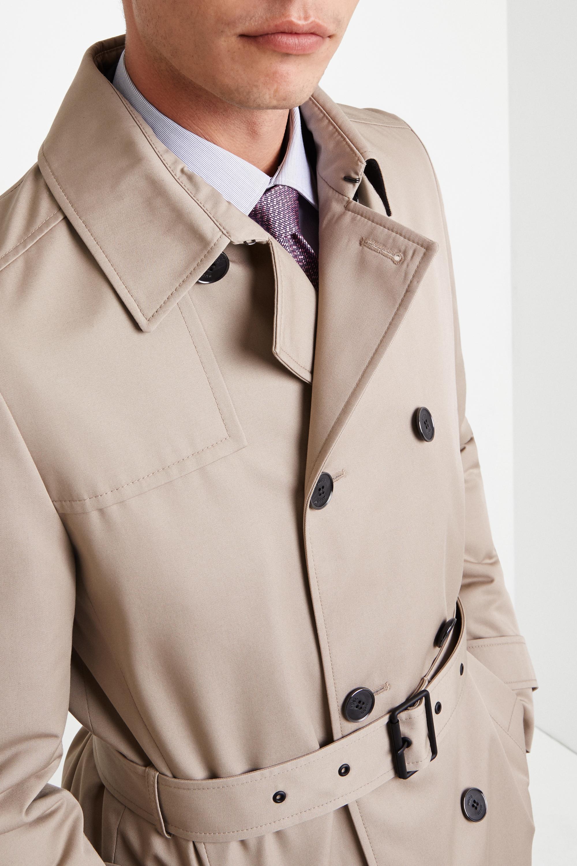 HUGO Maluks Double Breasted Trench Coat for Men | Lyst