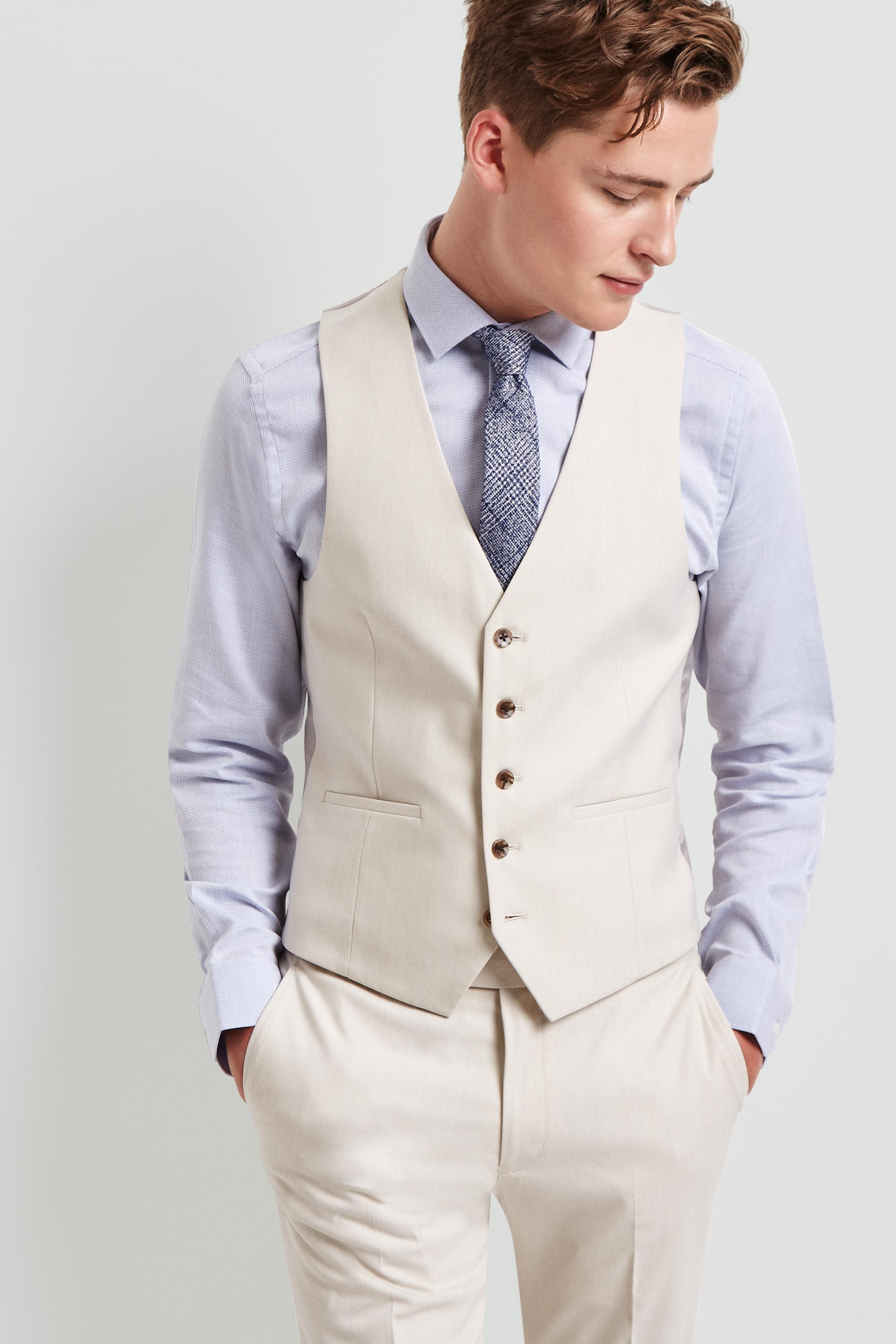 Moss London Skinny Fit Latte Unstructured Mens Suit Trousers Formal Pants