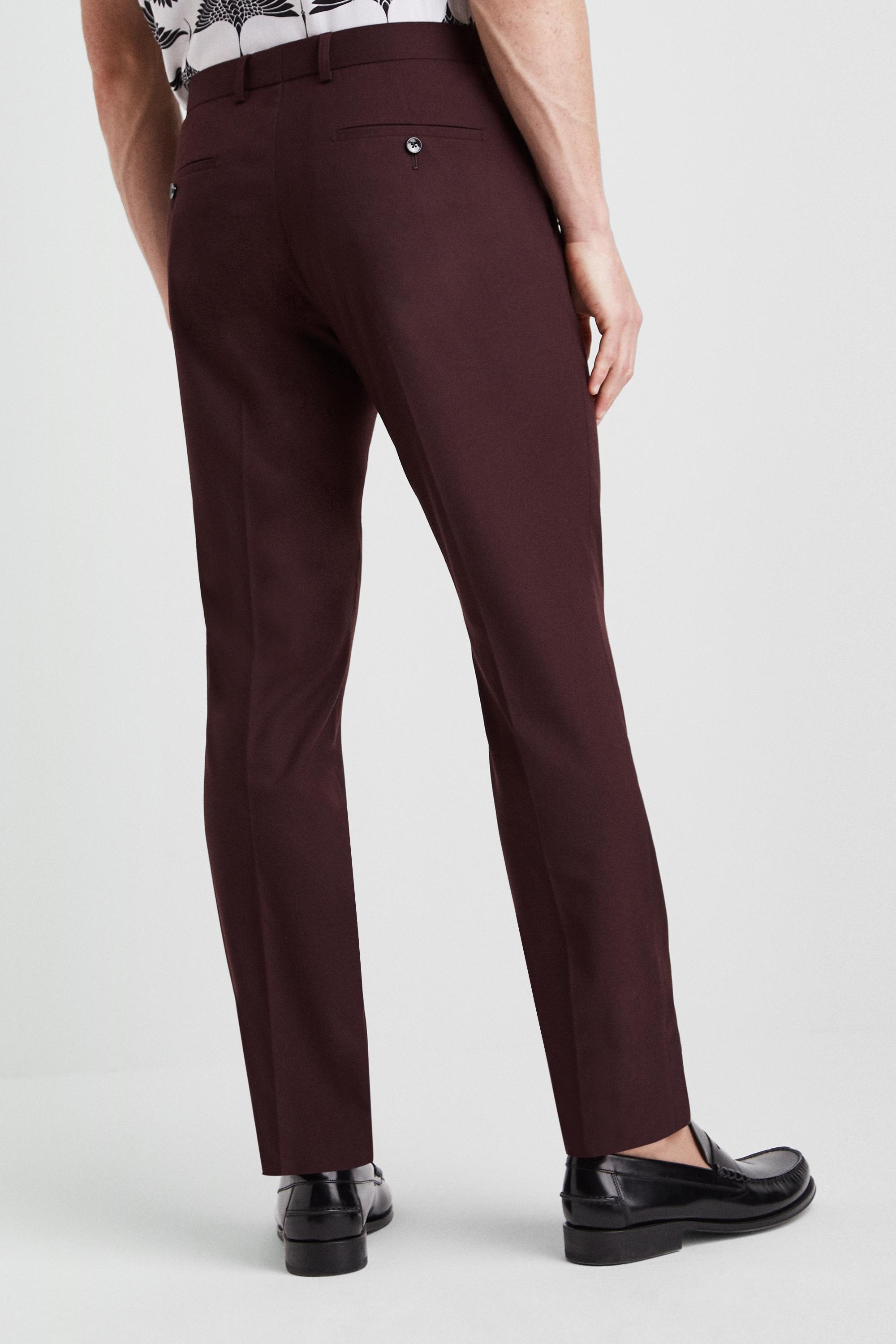 Moss London Slim Fit Burgundy Trousers 