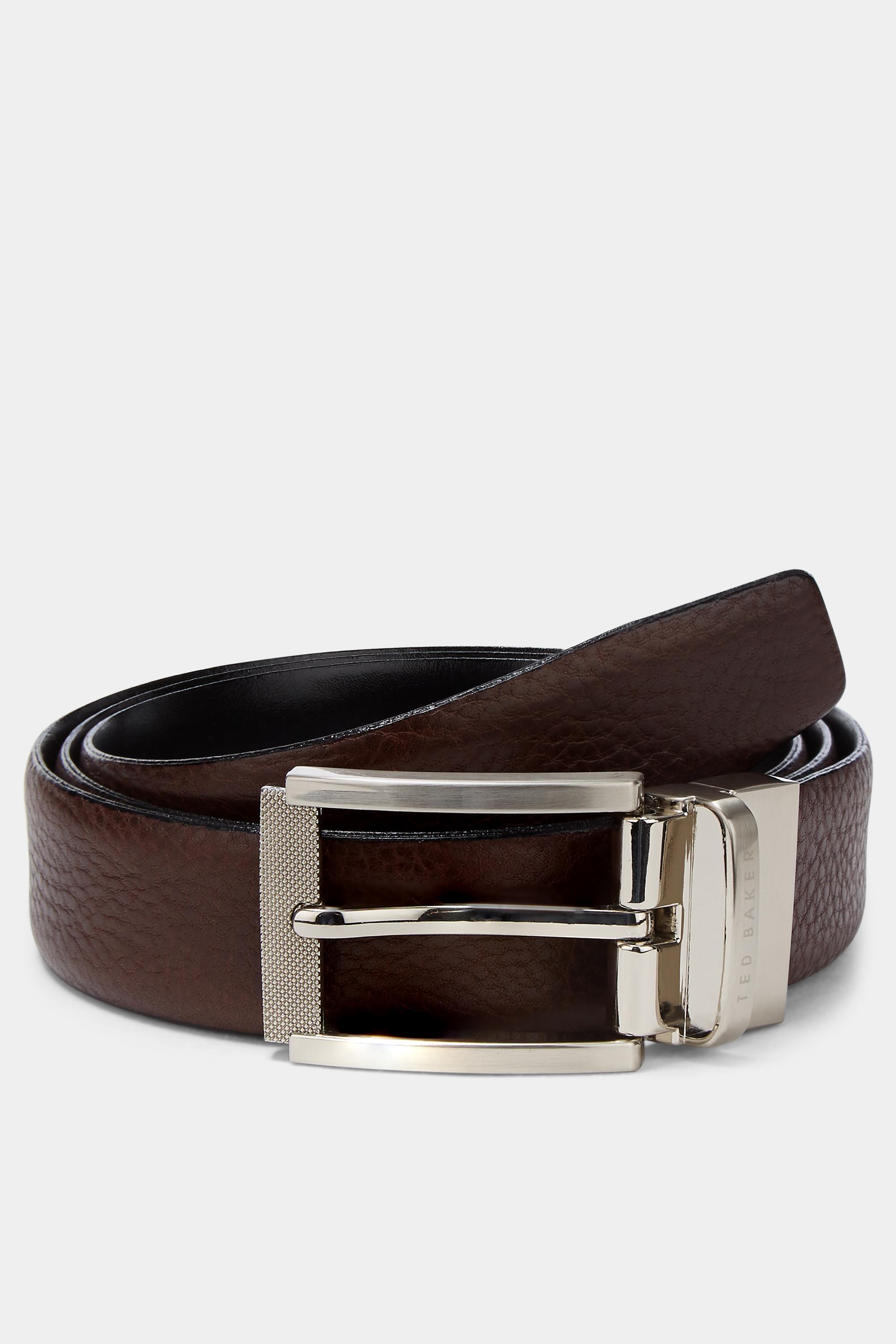 TED BAKER TAN//BLUE REVA REVERSIBLE TEXTURED LEATHER BELT