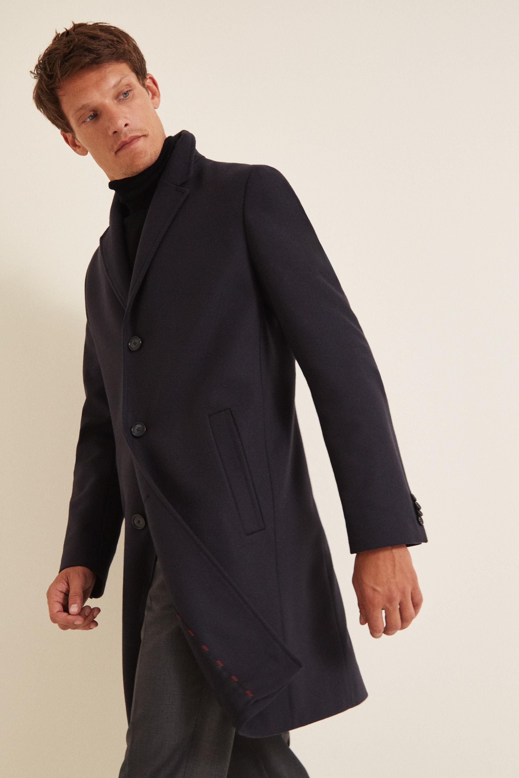 HUGO Navy Malte Overcoat in Blue for 