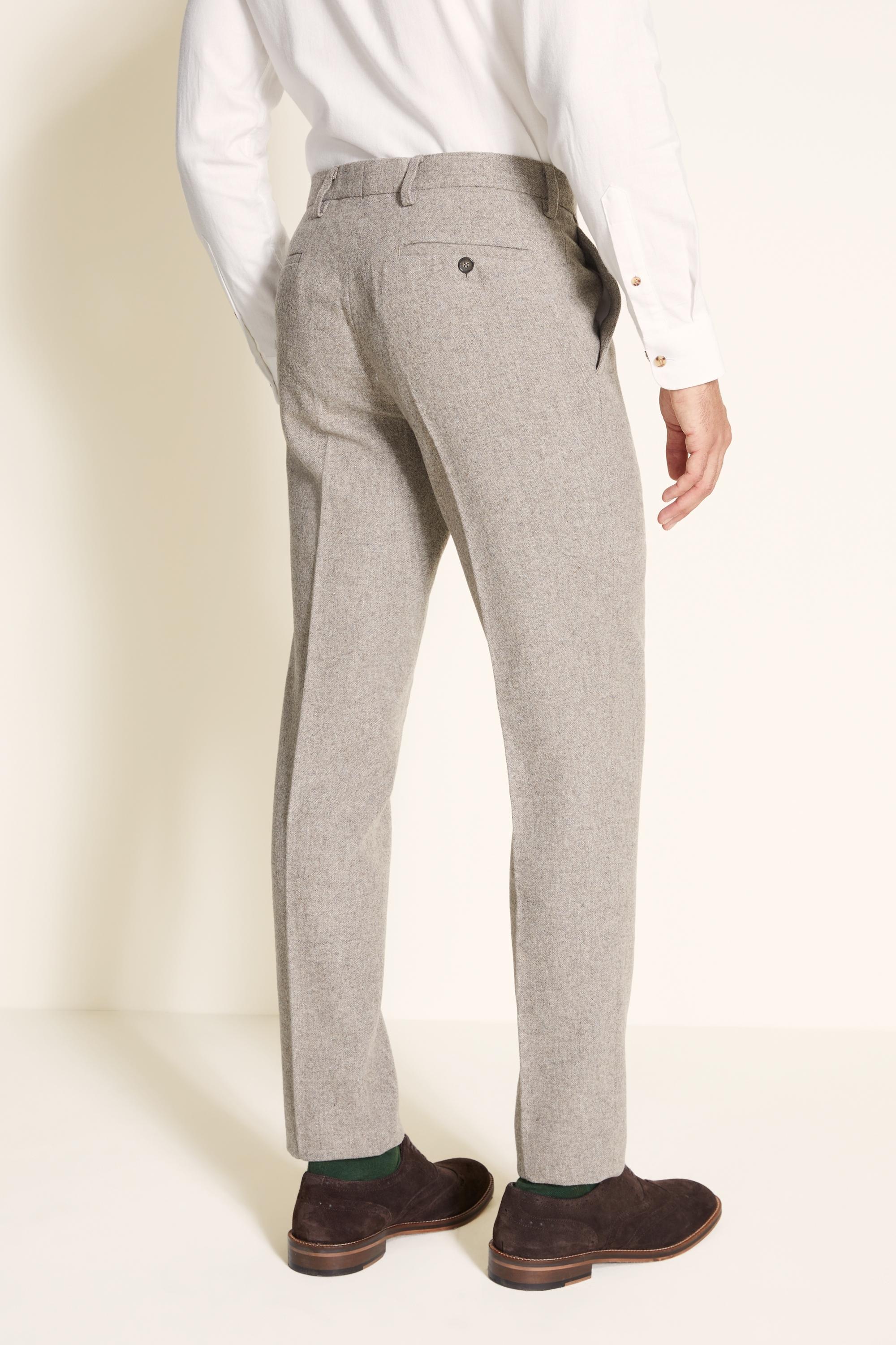 Moss London Tweed Slim Fit Stone 