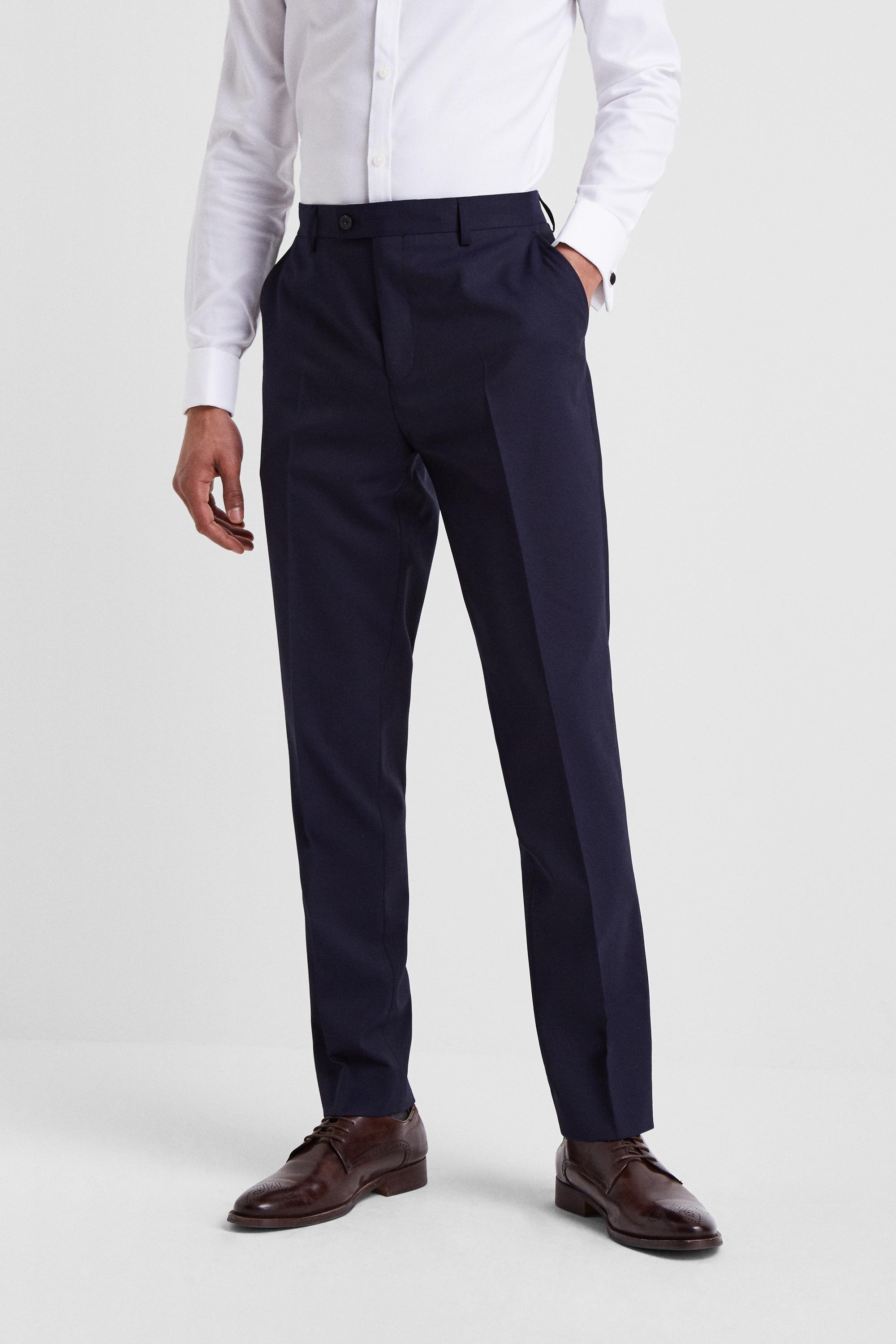 Ted Baker Wool Slim Fit Navy Twill Trousers in Blue for Men - Lyst