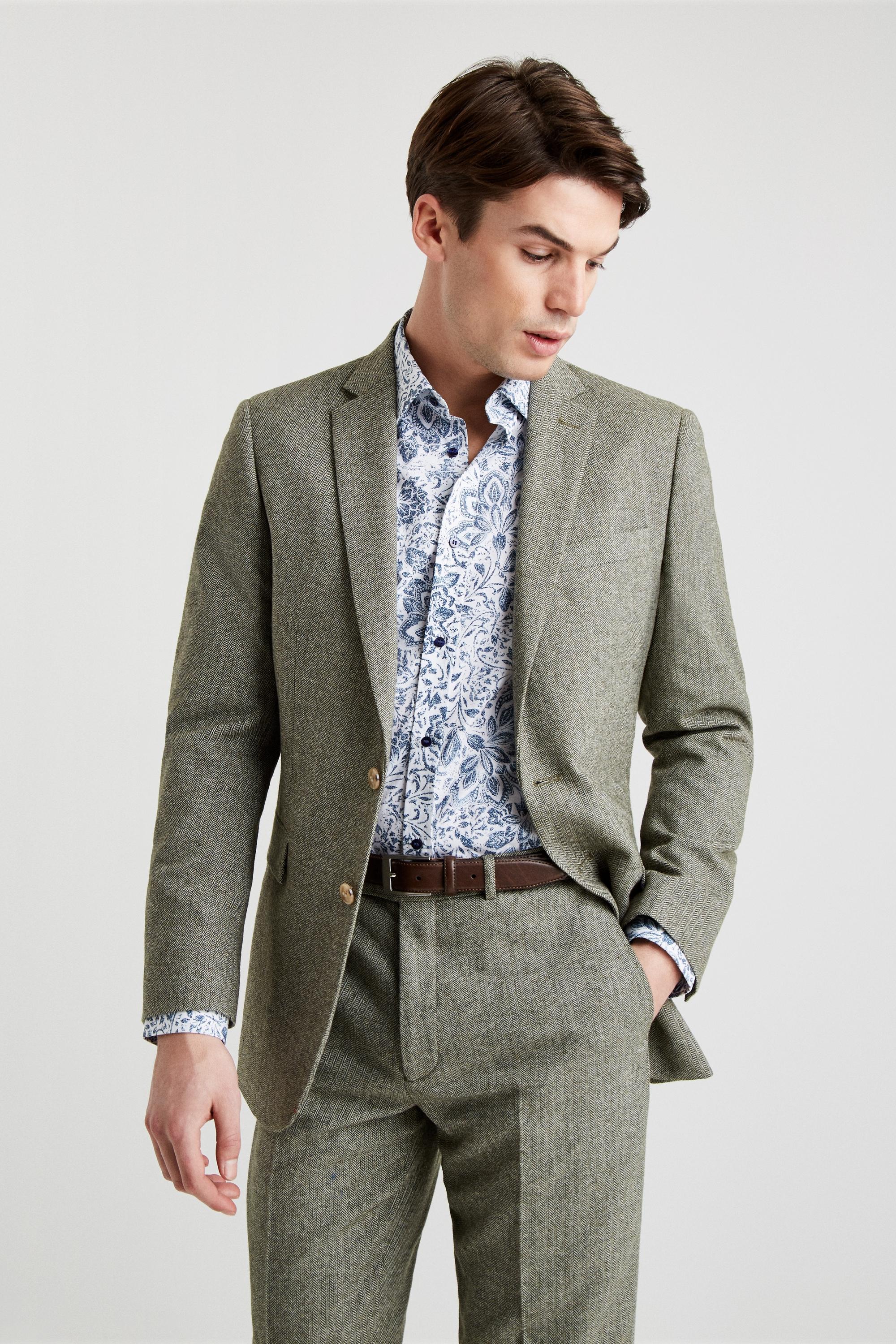 Moss bros green tweed suit Clearance