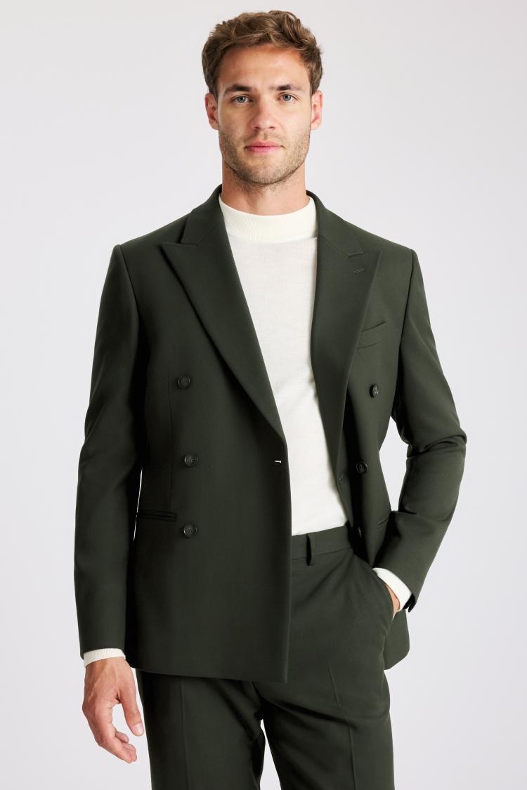 Flannel Moss Bros Double Breasted Jacket Moss Slim Fit Khaki