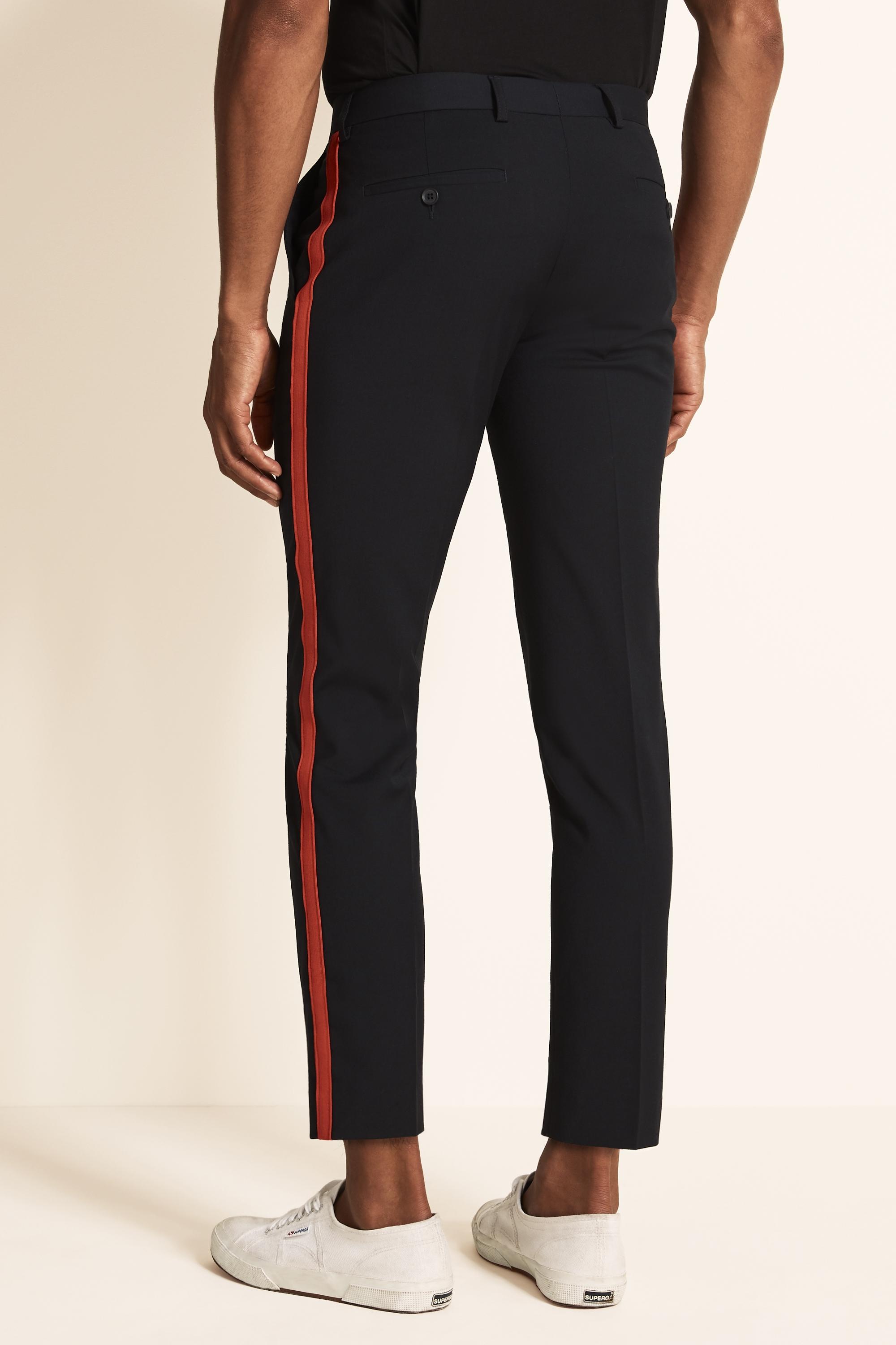 trousers with red side stripe