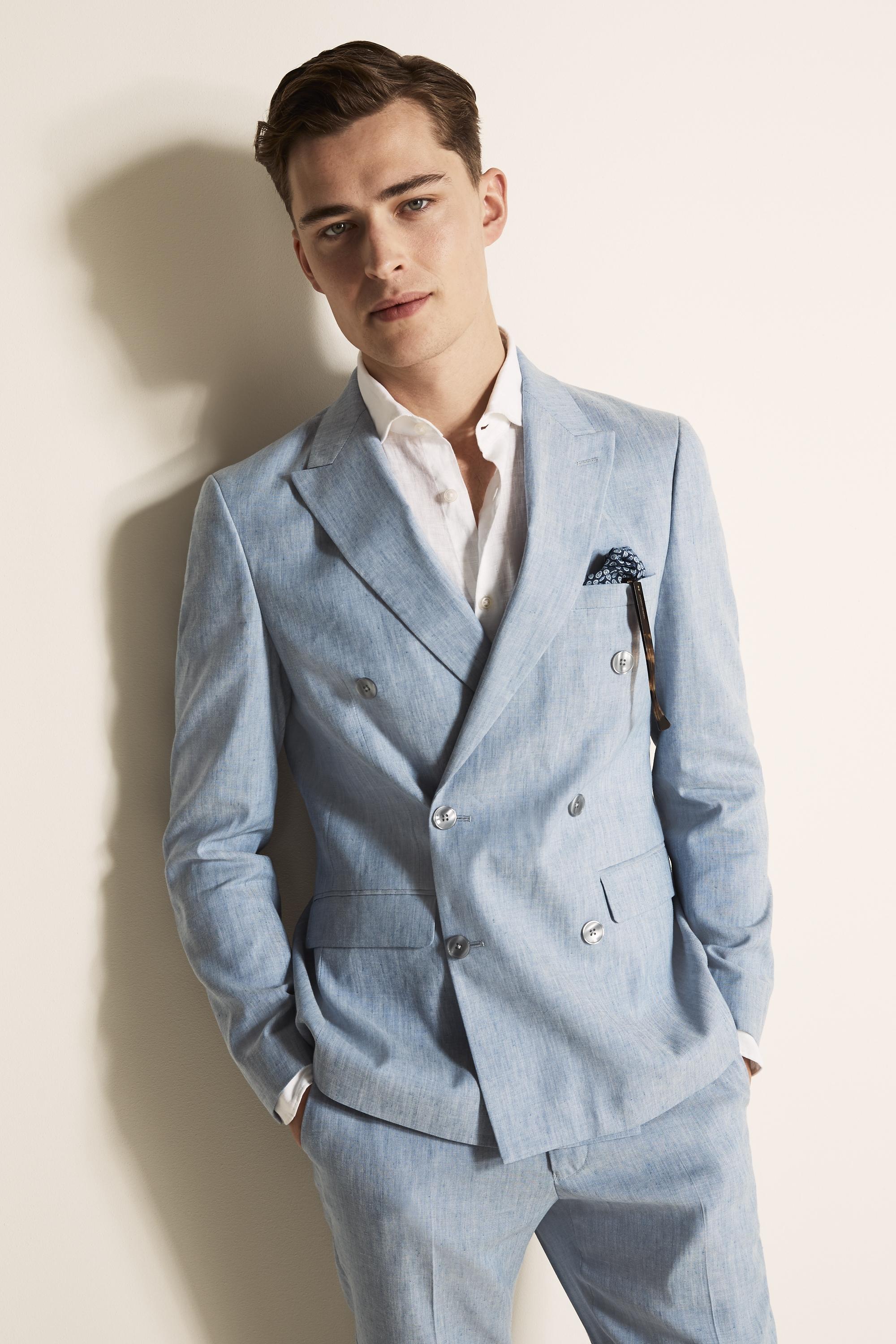 light blue linen jacket