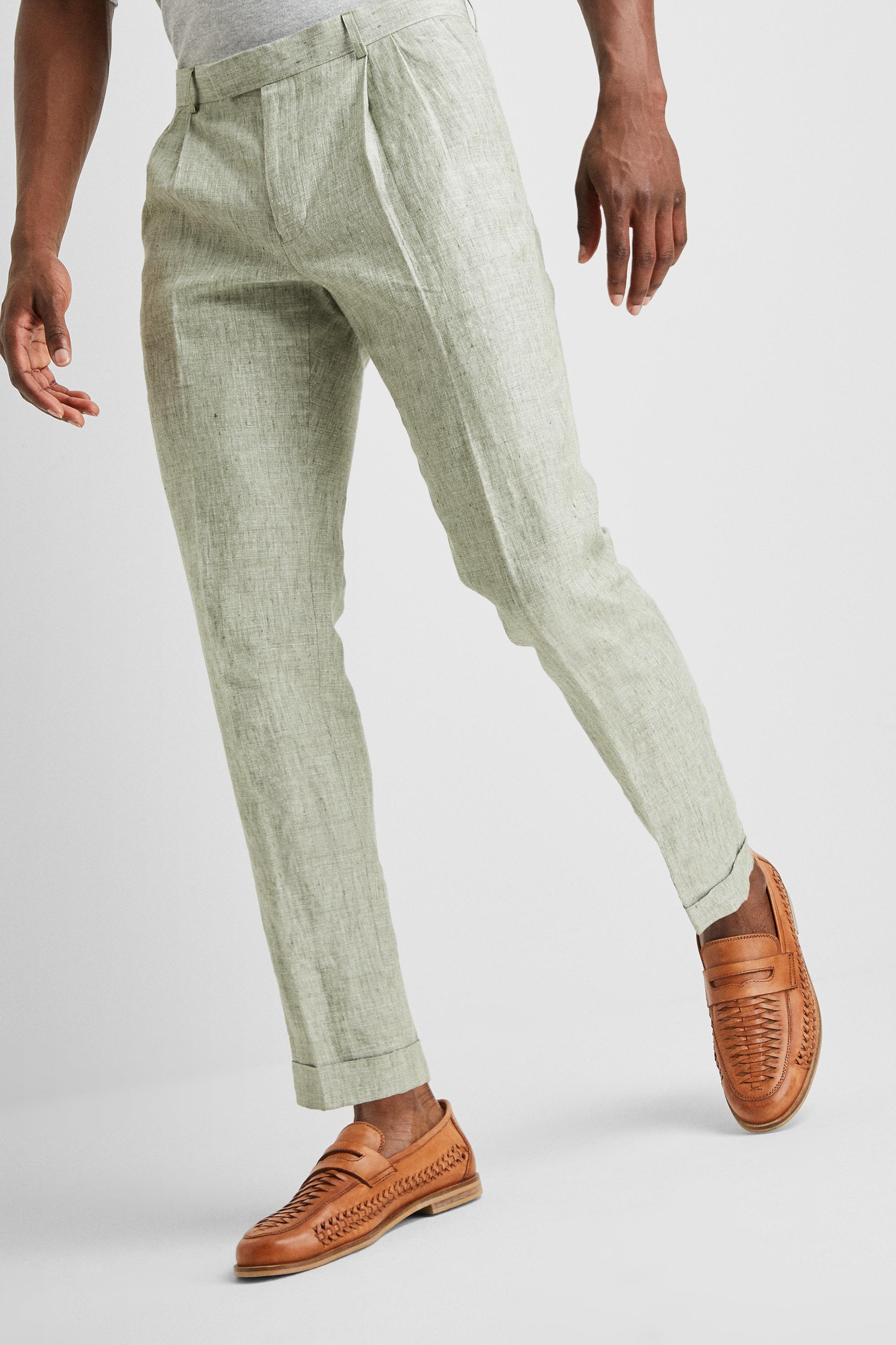 Massimo Dutti Slim Fit Linen Trousers in Pink  UFO No More
