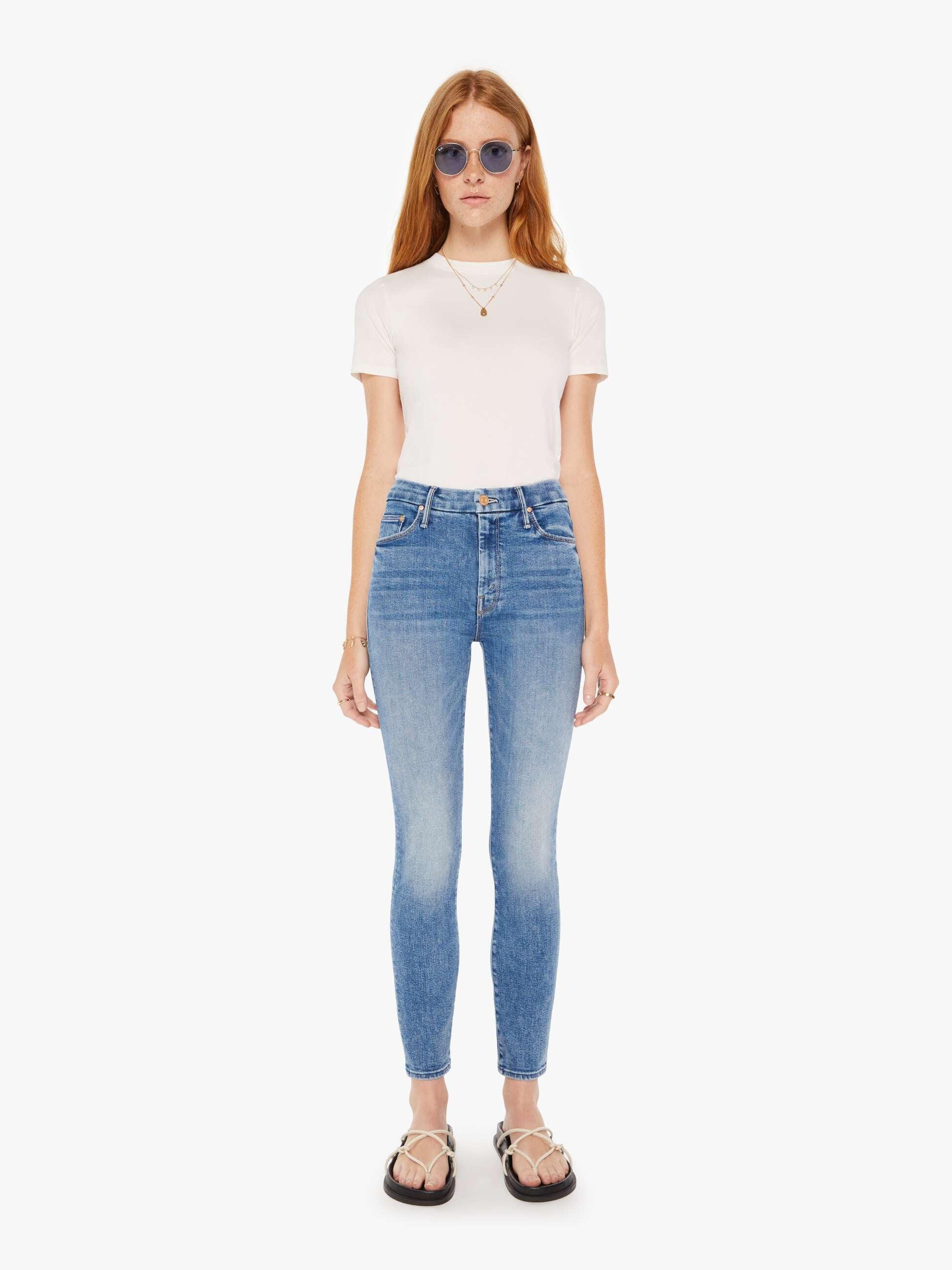 Mother High Waisted Looker Ankle On The Road Jeans in Blue Mother High Waisted Looker Ankle On The Road Jeans in Blue