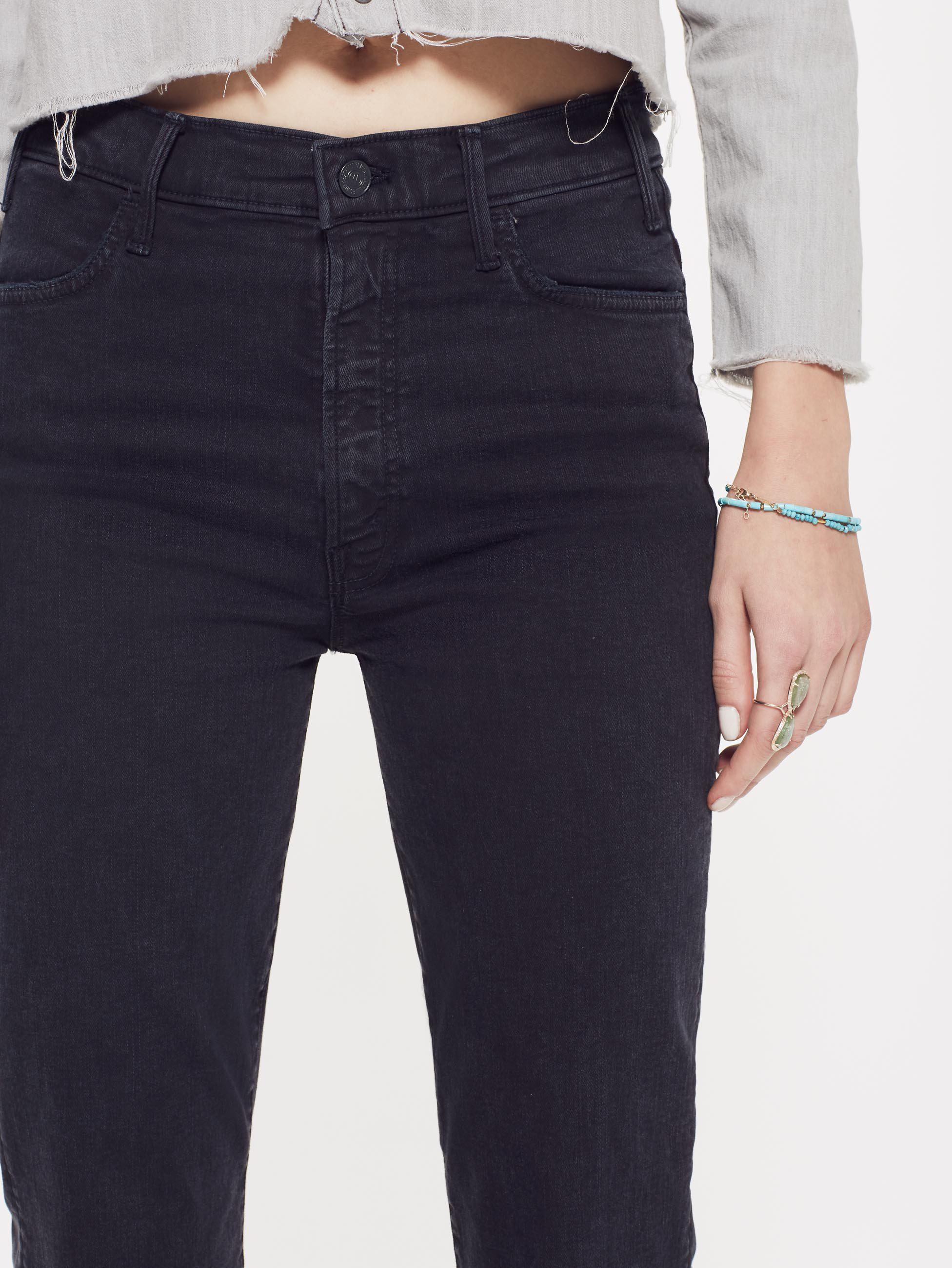 mother looker ankle fray black