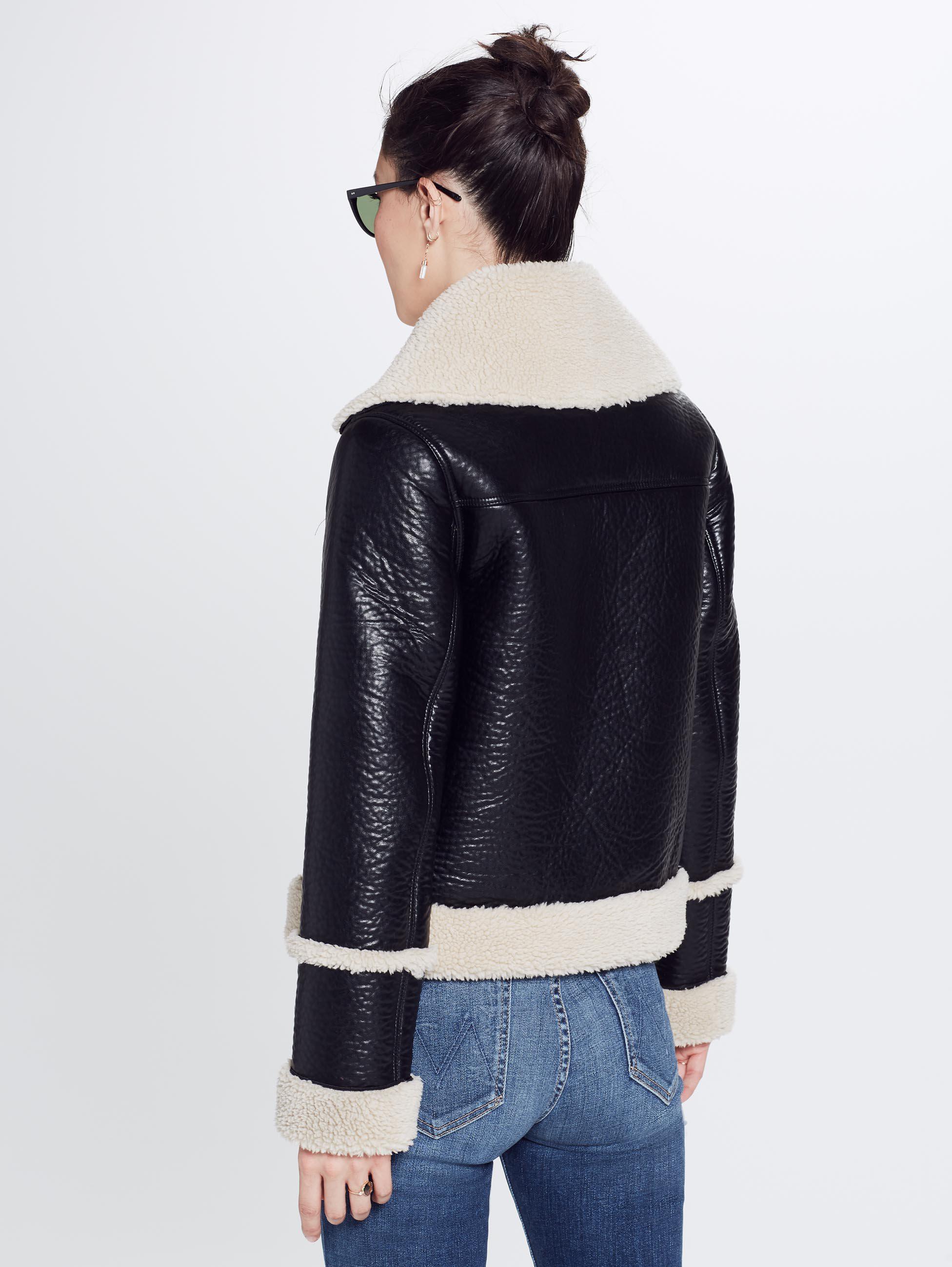 mother the boxy faux shearling moto jacket