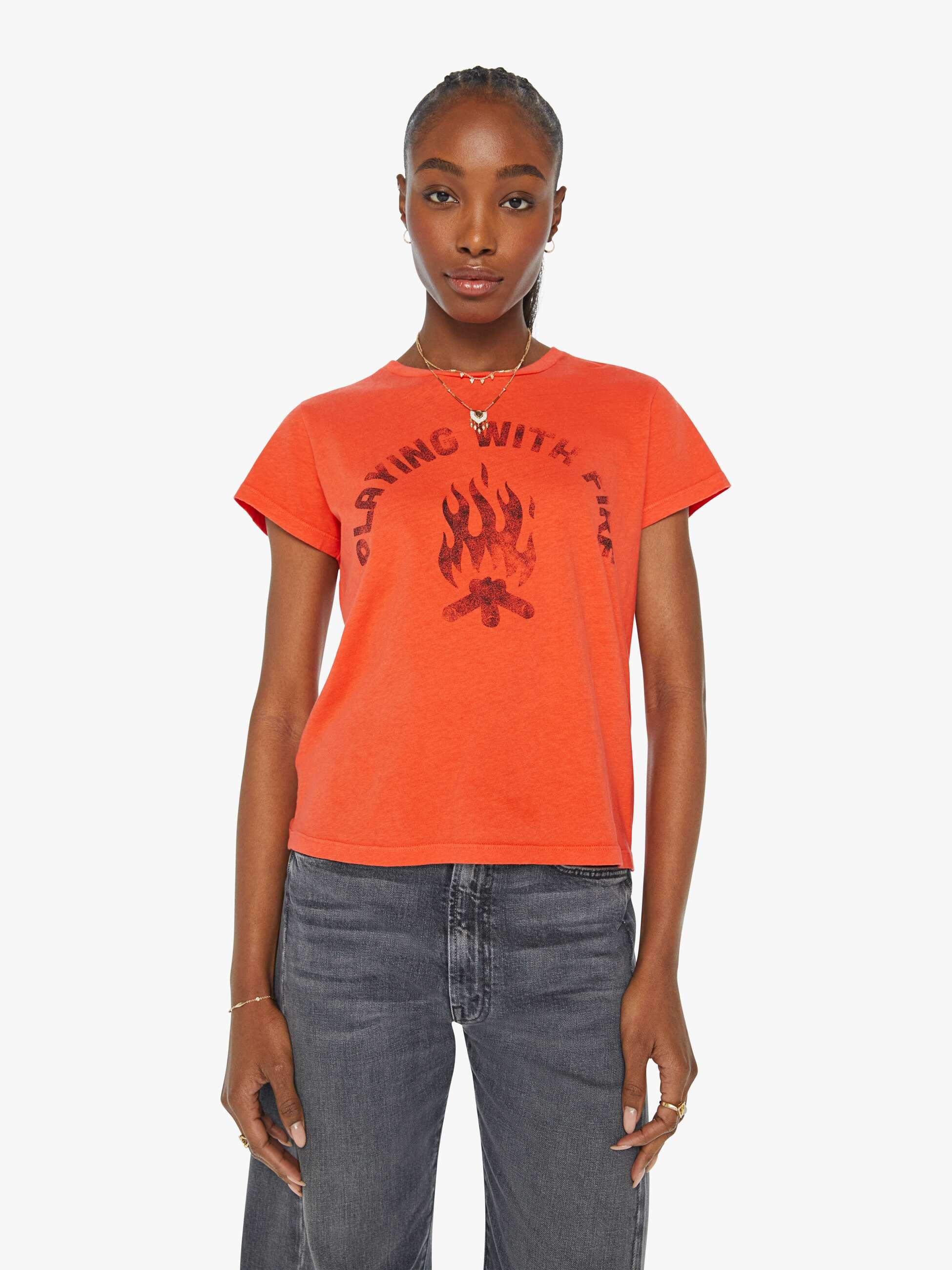 売れ筋商品|||マザー Tシャツ レディース トップス THE BOXY GOODIE GOODIE - Print T-shirt - red MOTHER The Boxy Goodie Goodie Tee | Shopbop