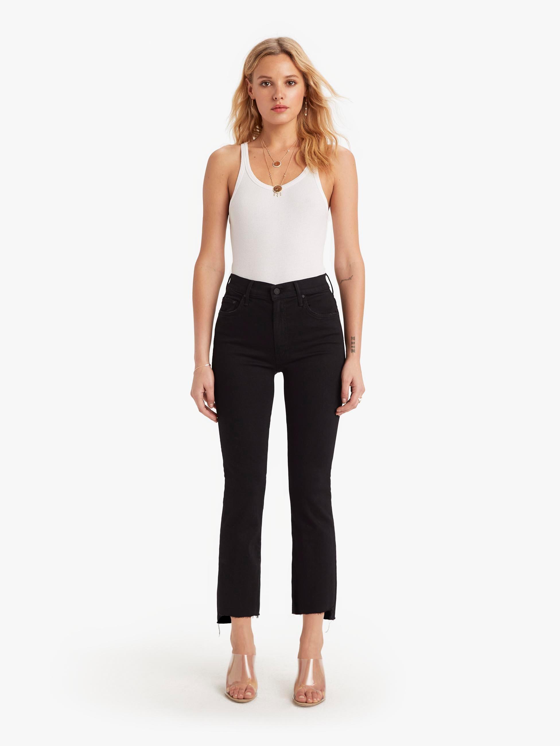Mother Insider Crop Black MOTHER Insider Crop Stretchy Step Fray