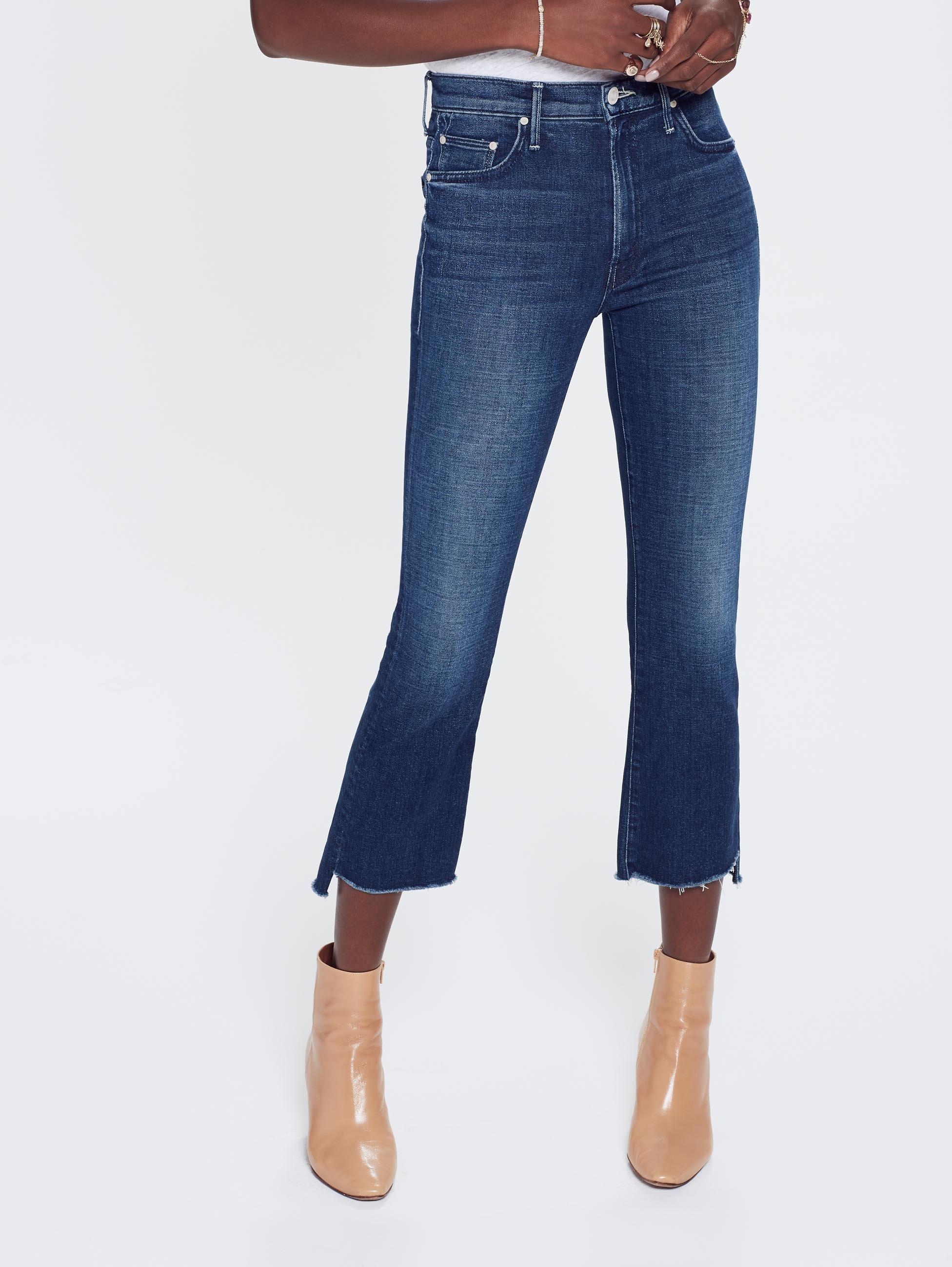mother insider crop step fray jeans