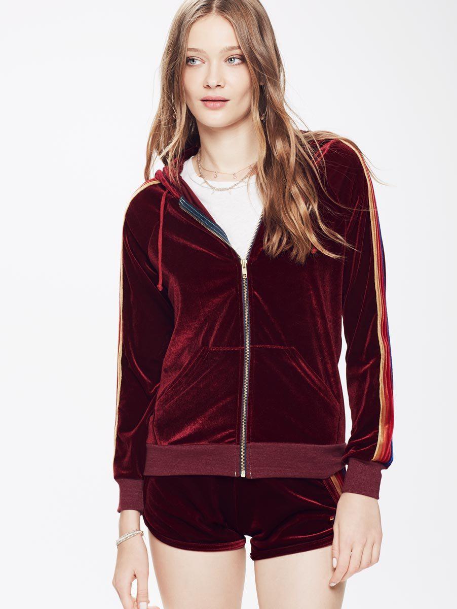 velvet zip hoodie
