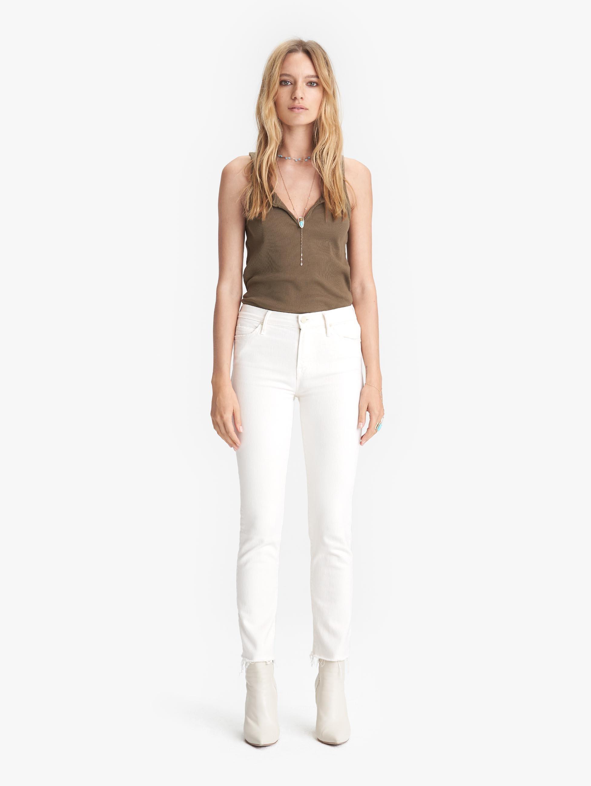 Mother Cotton The Rascal Crop Fray Cream Puffs in Natural - Lyst