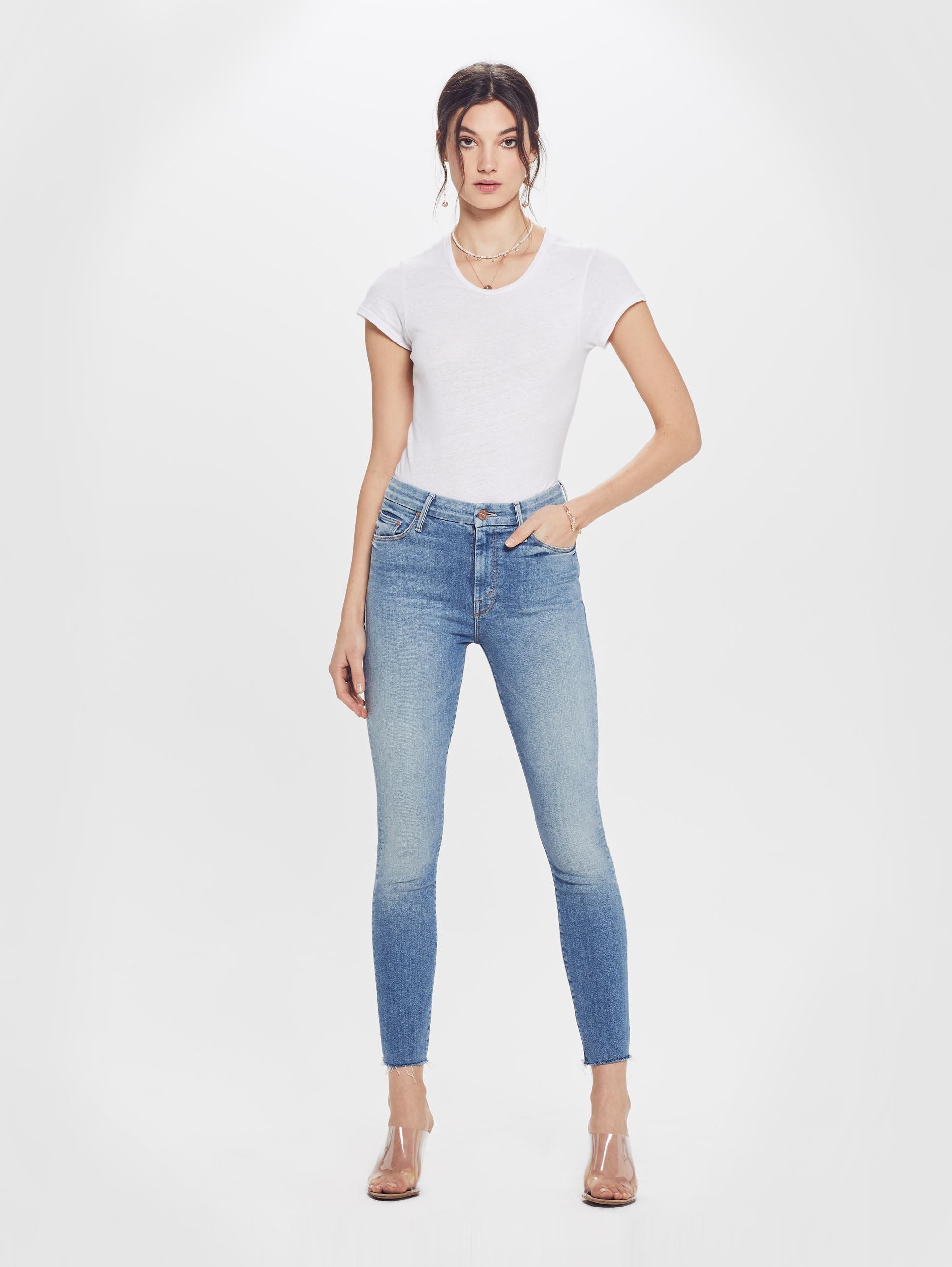 Mother Denim Cotton The High Waisted Looker Ankle Fray Shoot To Thrill