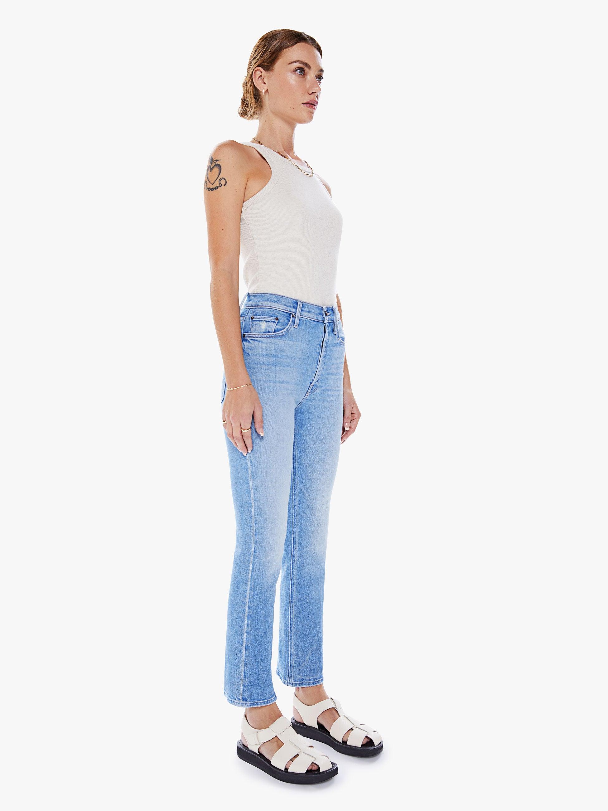 Mother The Tripper Ankle Fray in Blue Lyst