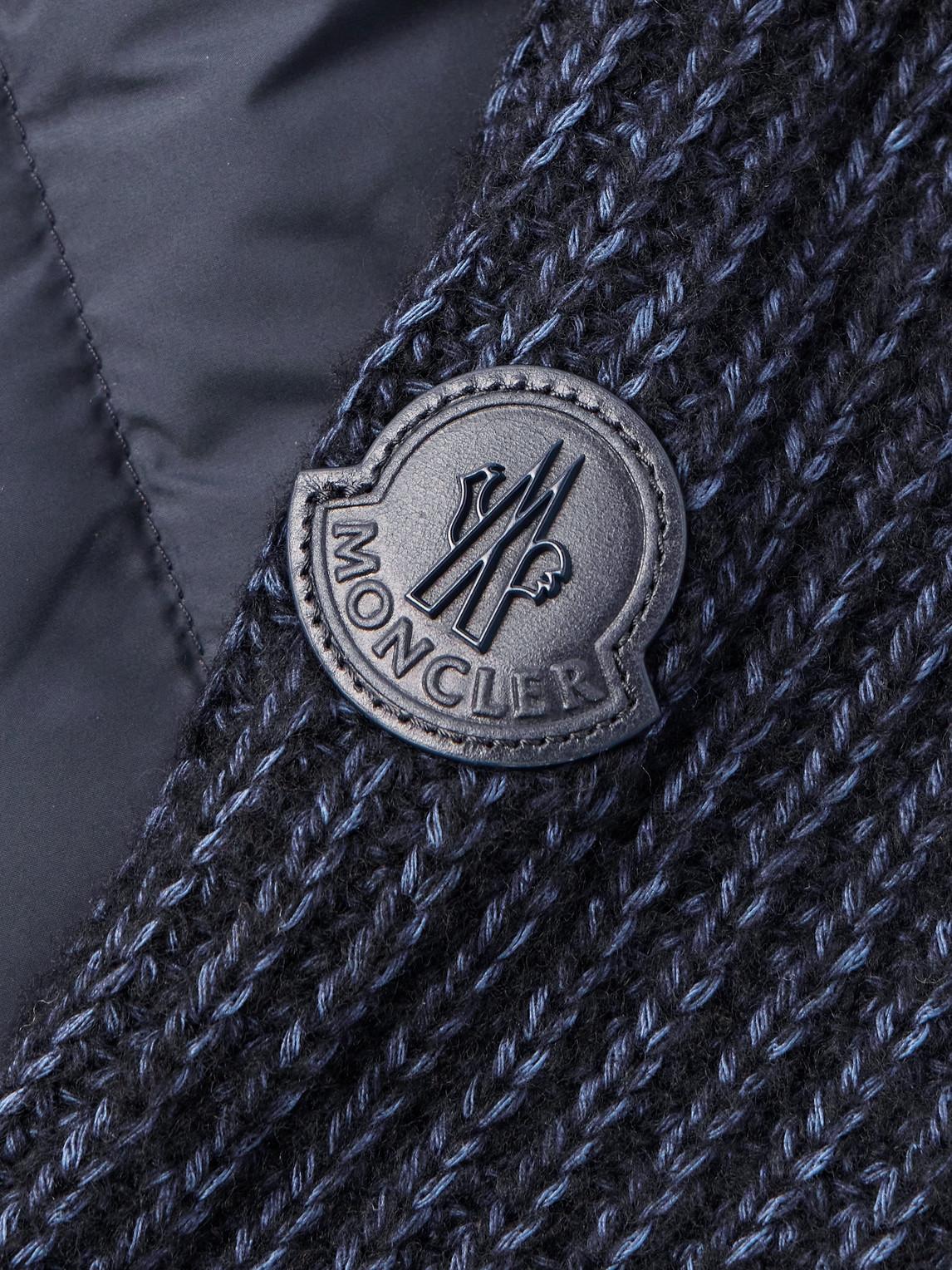 Moncler Leather trimmed Quilted Shell And Ribbed Cotton And Wool blend Down Jacket in Blue for Men Lyst UK