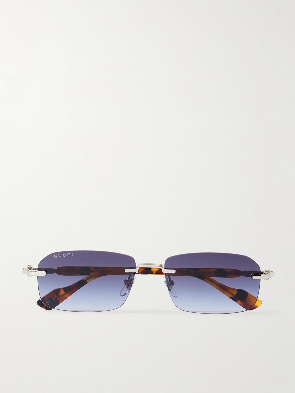 Gucci Rimless Rectangular-Frame-Tone And Acetate Sunglasses in