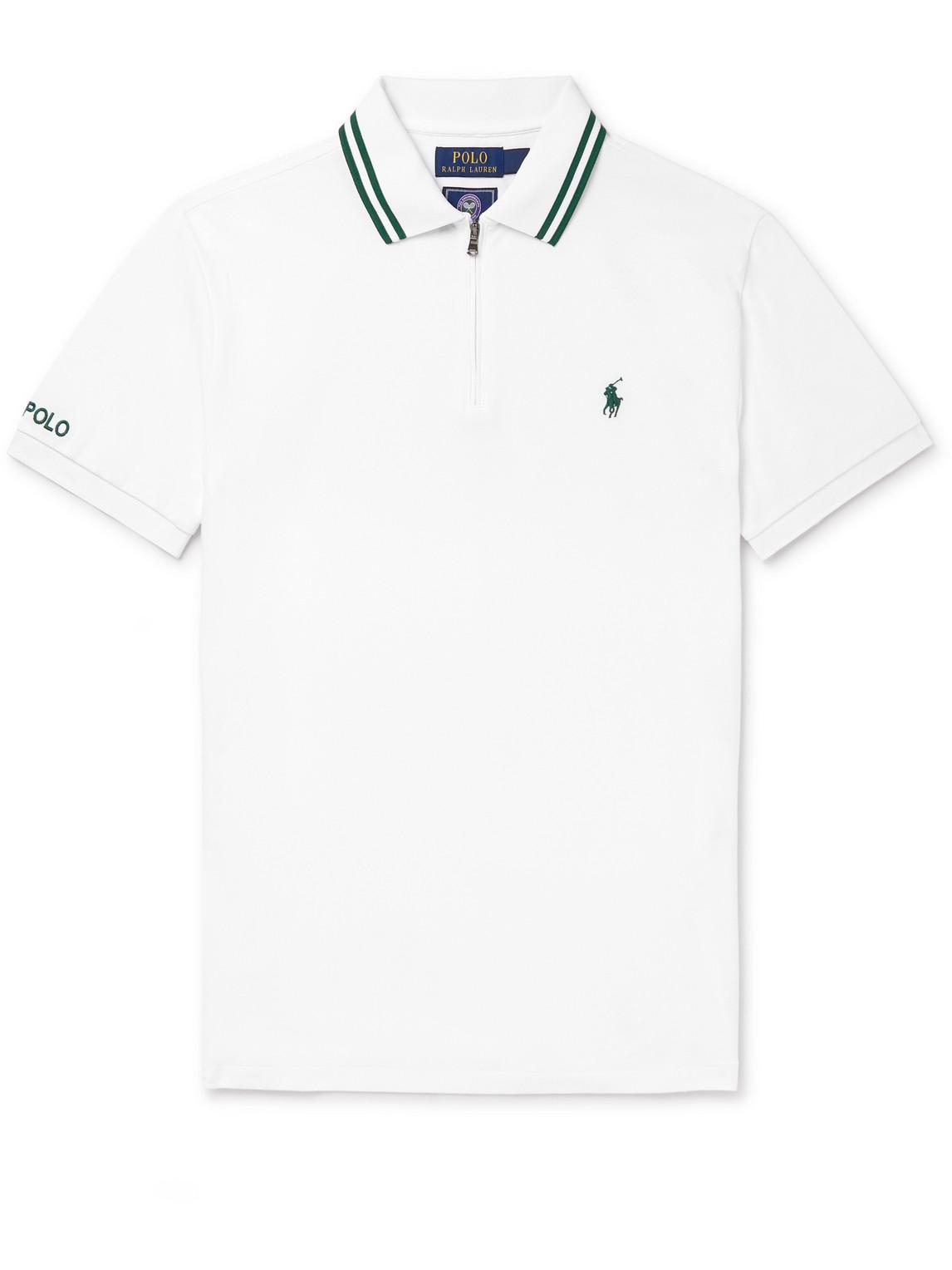 Polo Ralph Lauren Wimbledon Logo-embroidered Cotton-blend Piqué Polo Shirt  in White for Men | Lyst
