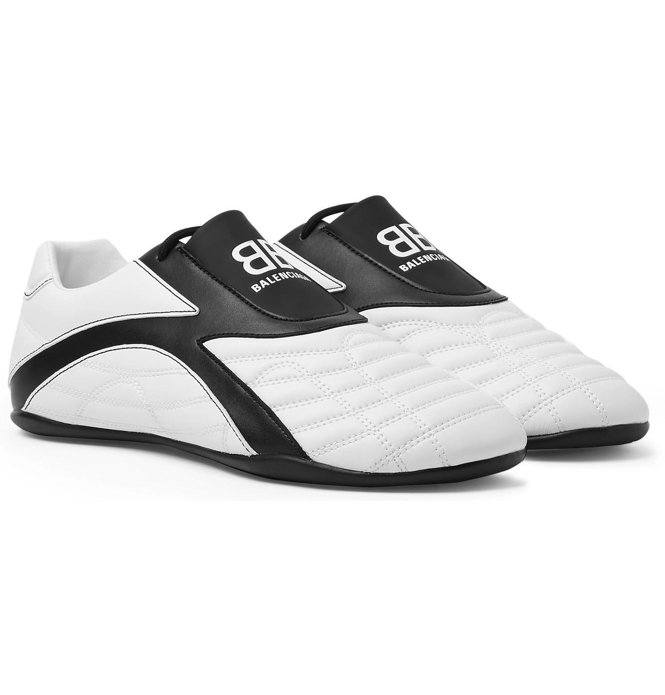 Balenciaga Zen Logoprint Faux Leather Sneakers in White