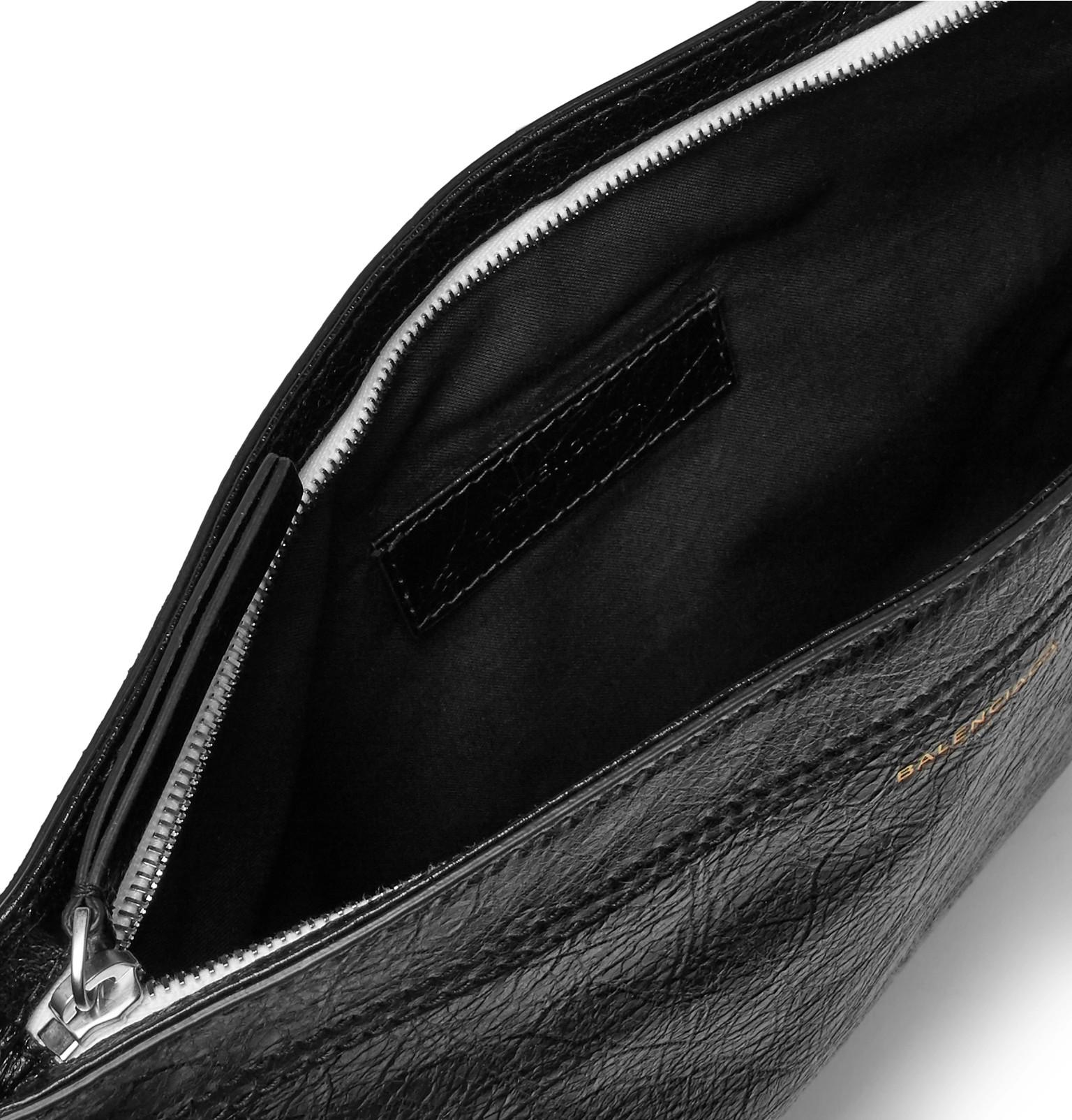 balenciaga ligne creased leather pouch