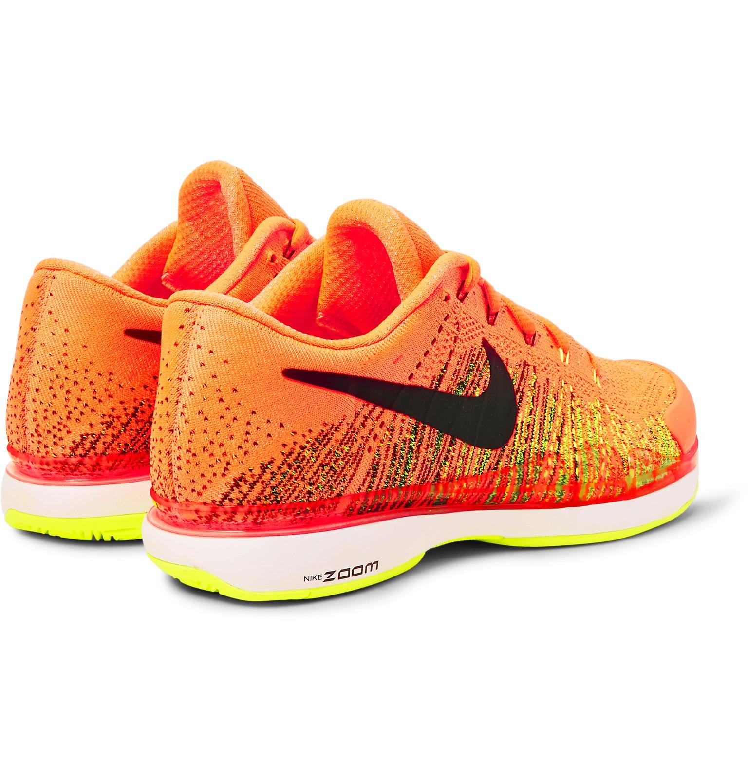 Nike Zoom Vapor Flyknit Tennis Sneakers in Orange for Men | Lyst