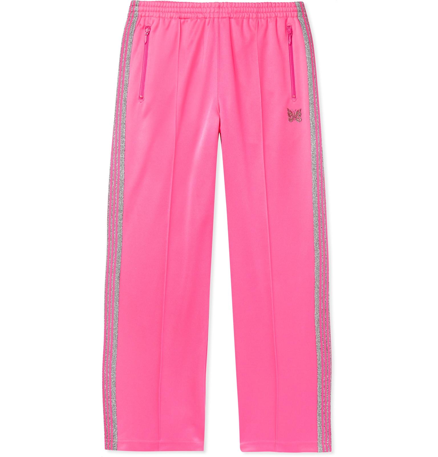 Needles Glittered Webbing-trimmed Tech-jersey Track Pants in Pink