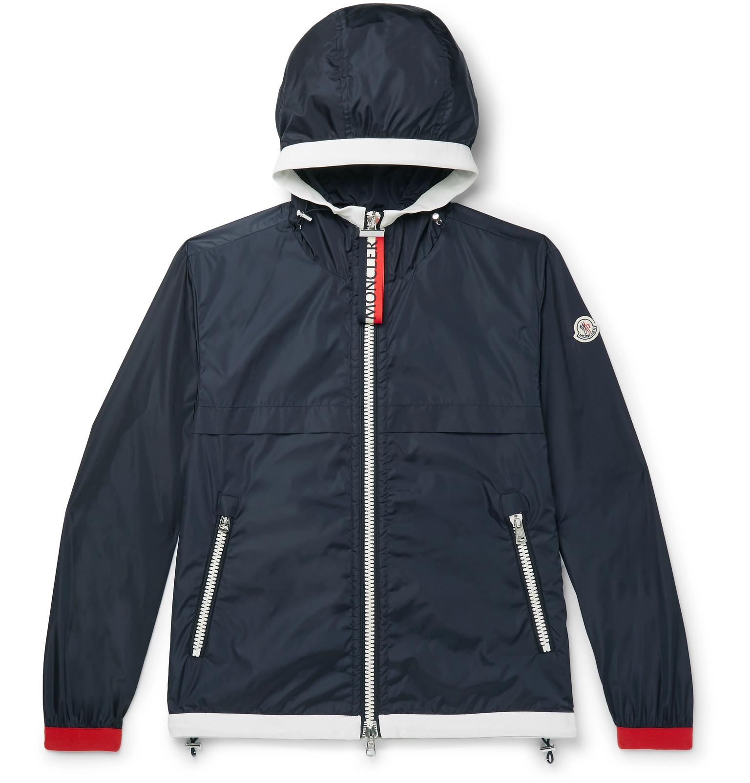 moncler blue alshat hooded shell jacket