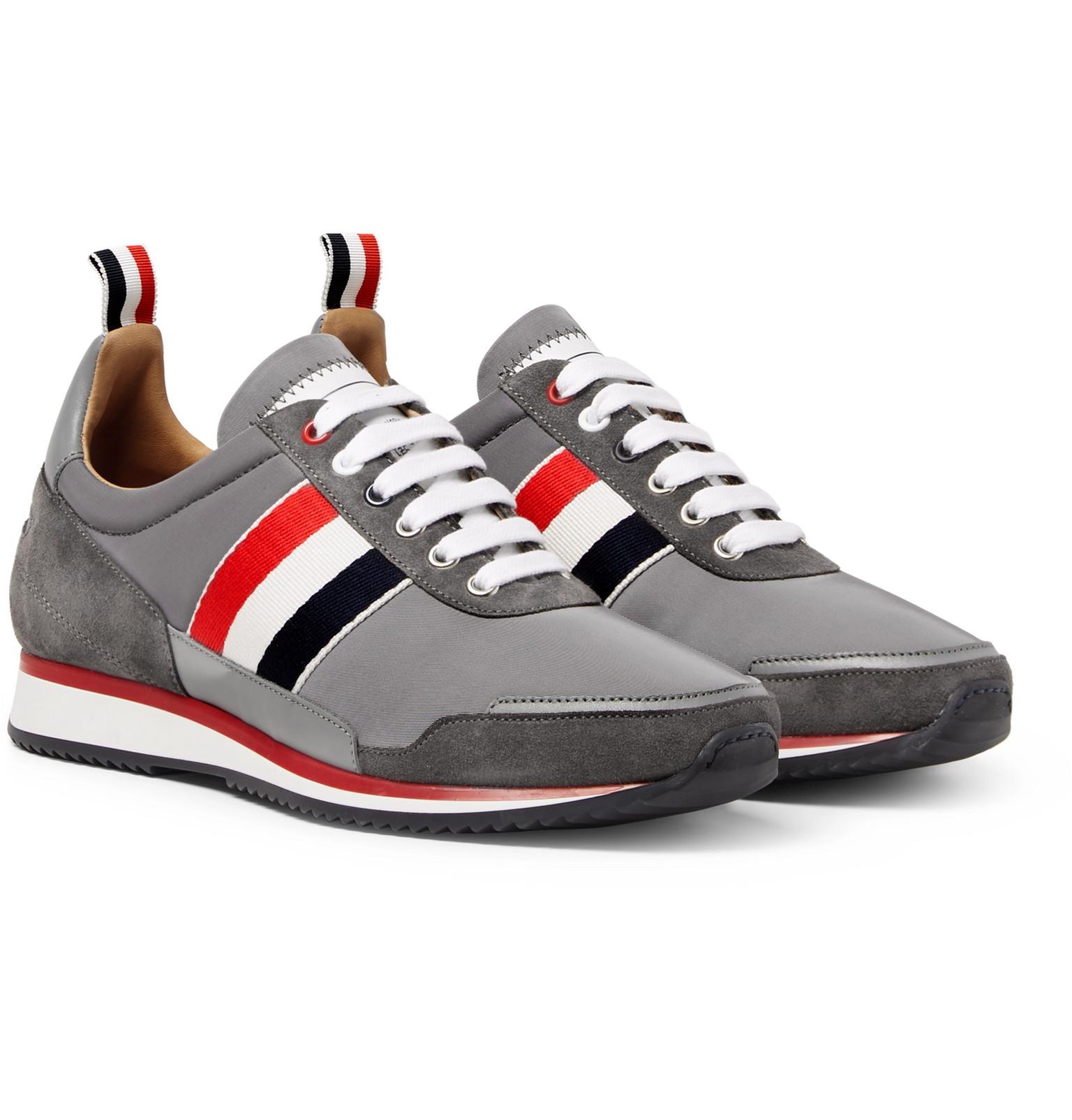 Thom Browne Synthetic Grosgrain And Suede-trimmed Nylon Sneakers in ...