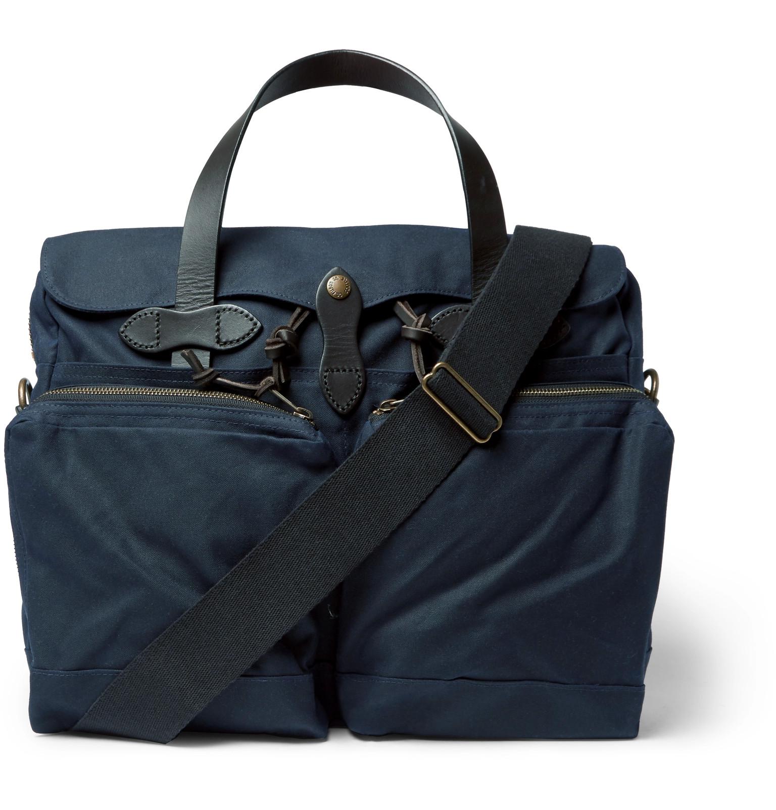 Filson Leathertrimmed Waxedcotton Canvas Briefcase in Navy (Blue) for
