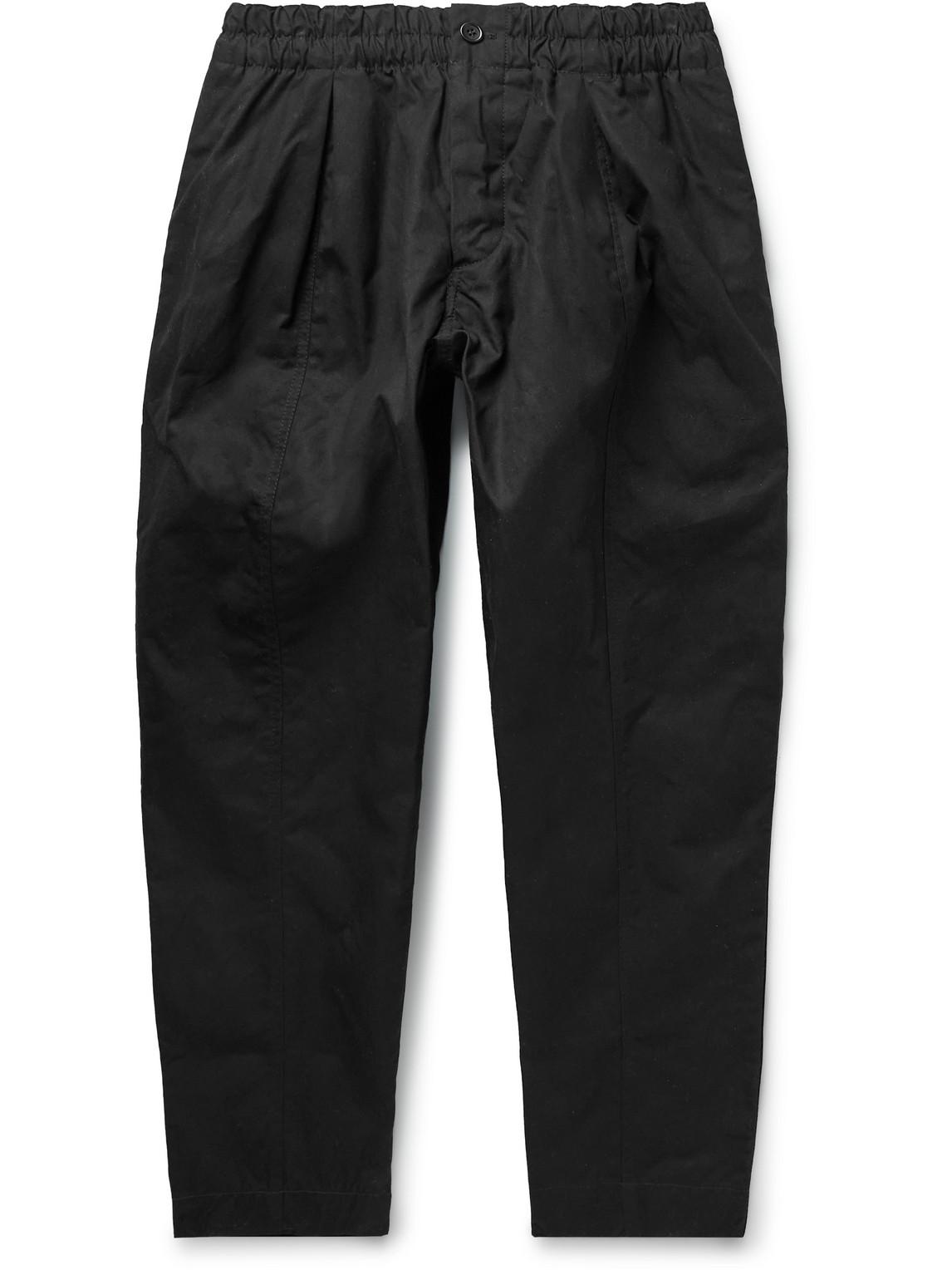 YMC Sylvian Tapered Cropped Waxed-cotton Trousers in Black for Men | Lyst