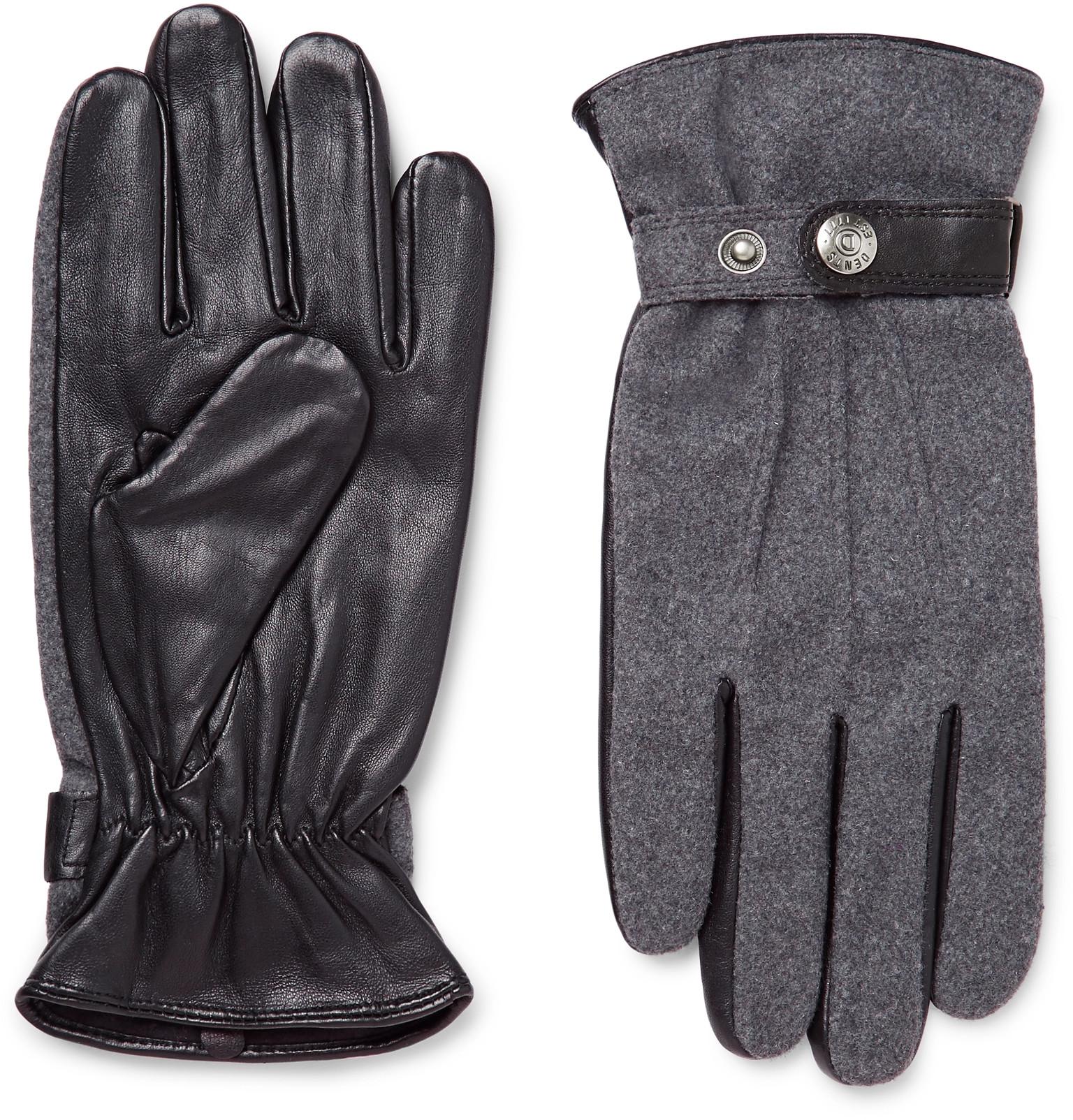 Dents Flannel And Leather Gloves in Gray for Men Lyst