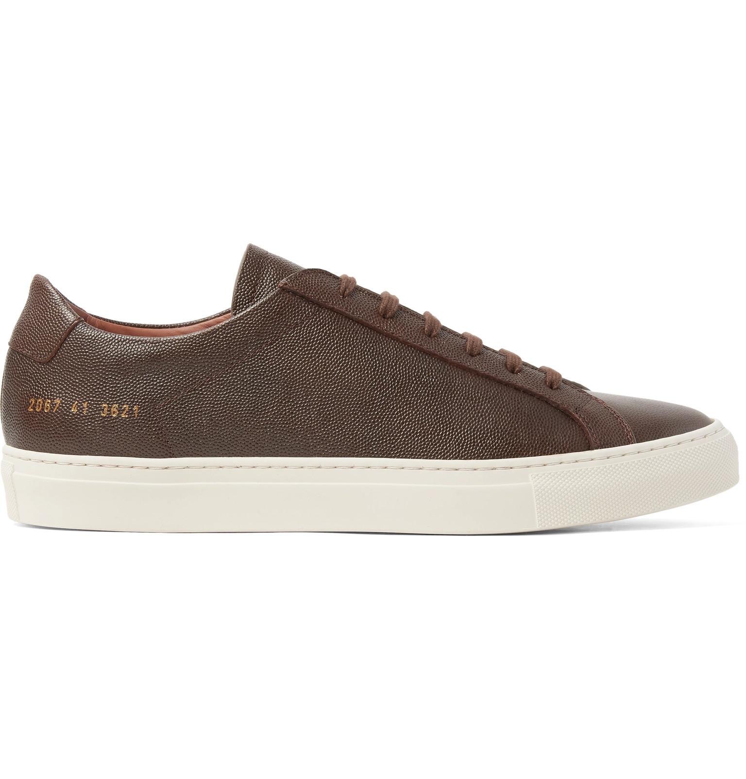 Common Projects Achilles Pebble-grain Leather Sneakers in Dark Brown ...