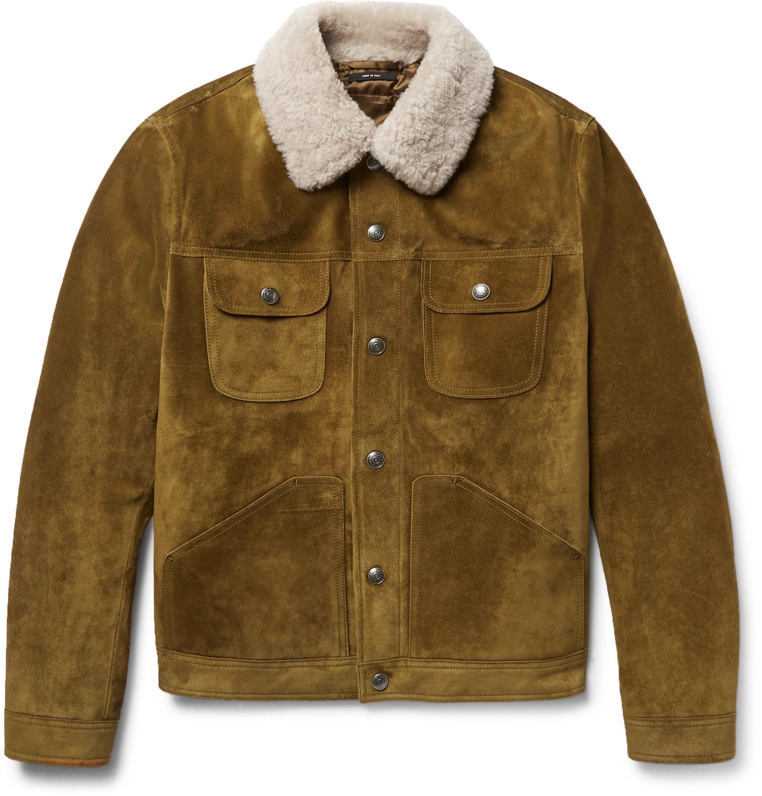 Tom Ford Shearling-trimmed Suede Jacket in Brown for Men | Lyst