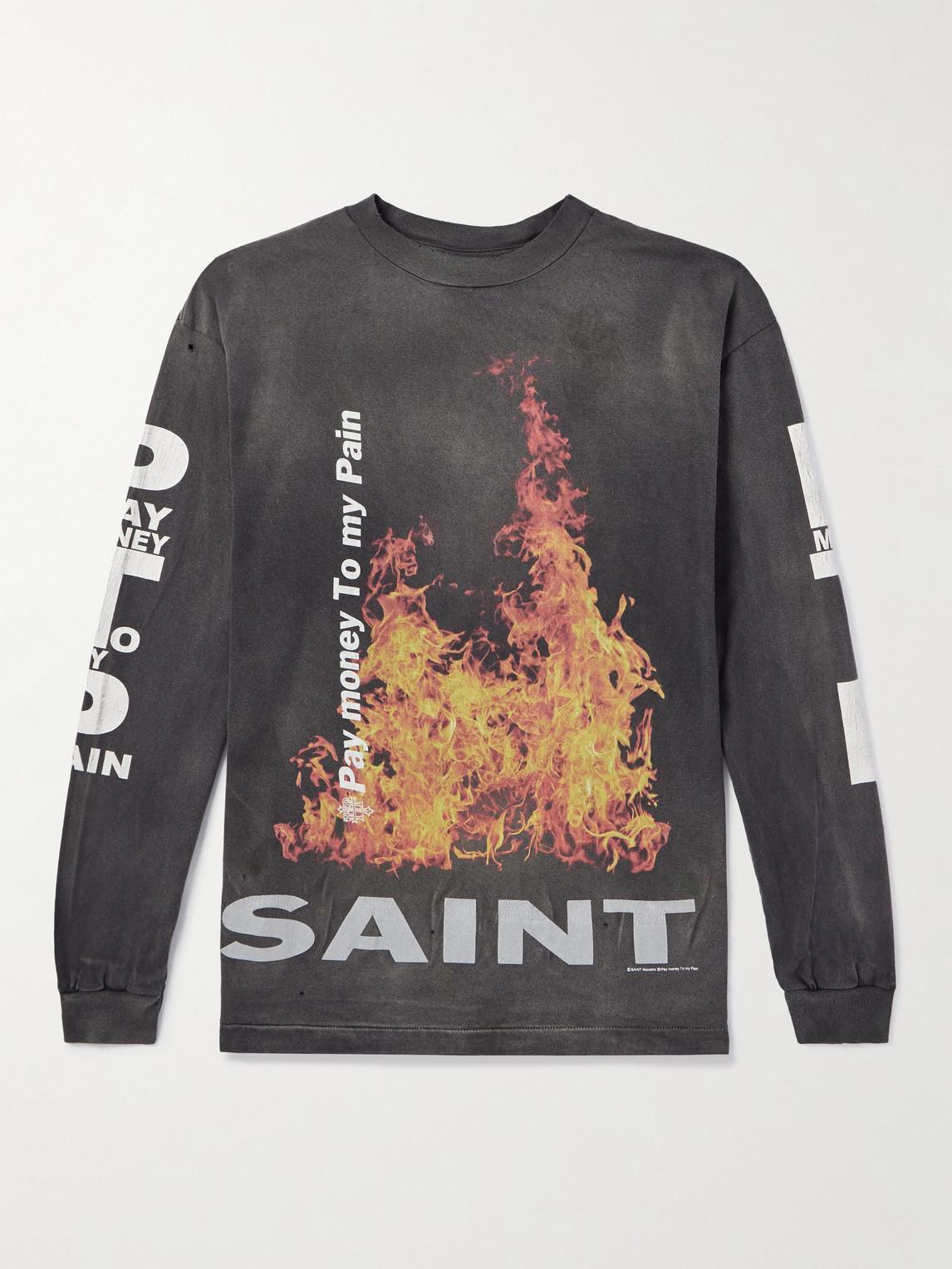 SAINT Mxxxxxx Pay Money To My Pain Printed Distressed Cotton