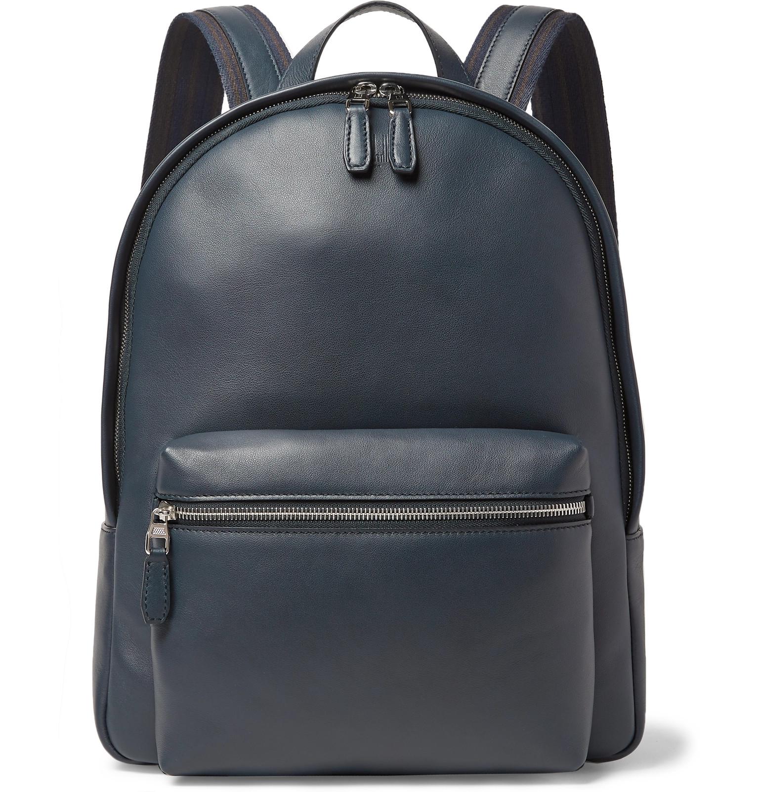 navy leather backpack