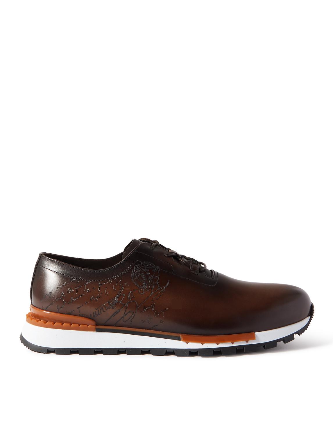 Berluti Fast Track Scritto Venezia Leather Sneakers in Brown for