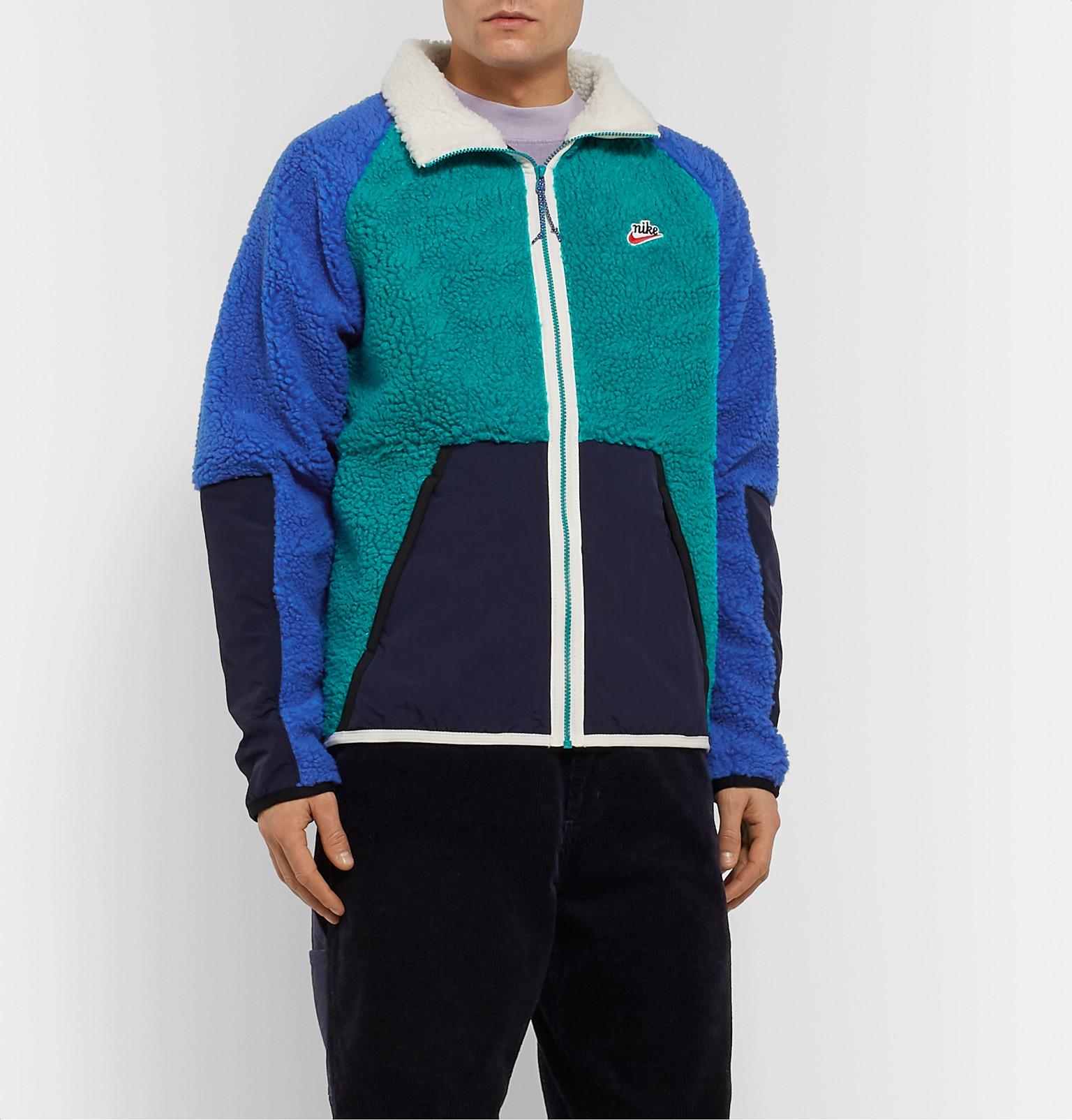 Nike Colour-block Nylon-trimmed Fleece Jacket in Blue for Men - Lyst