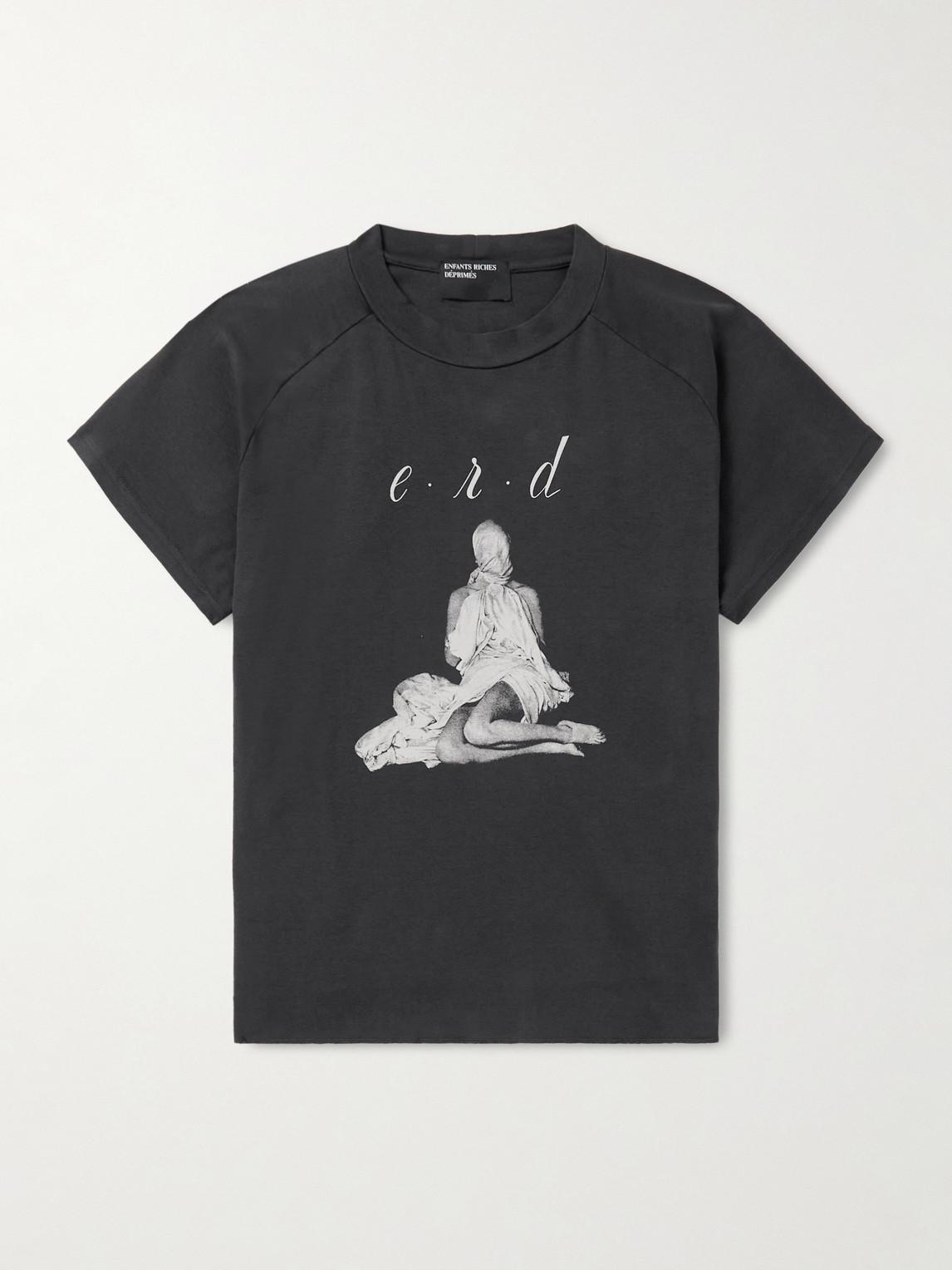 Enfants Riches Deprimes Cropped Printed Cotton-Jersey T-Shirt in